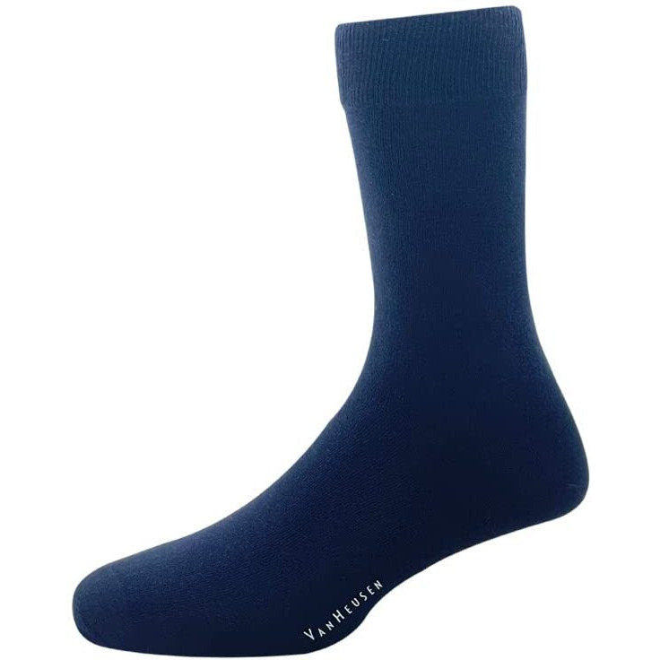 Van Heusen Mens Cotton Full Length Socks (Pack of 3) Navy