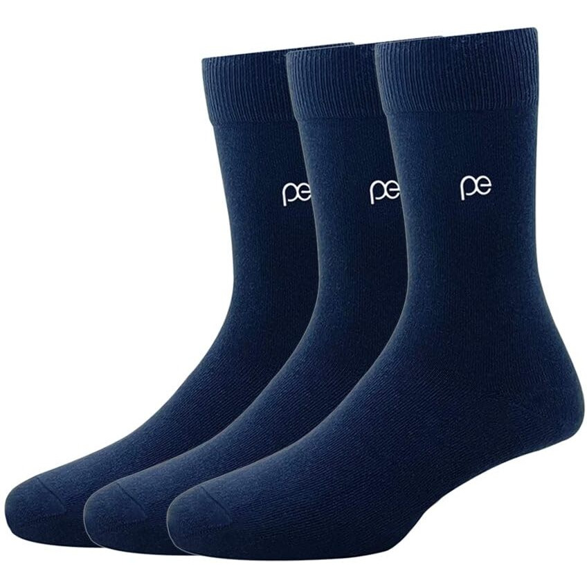 Peter England Mens Cotton Full Length Socks (Pack of 3) Navy
