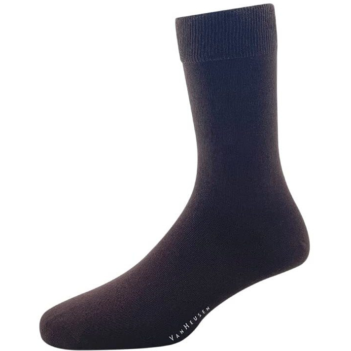 Van Heusen Mens Cotton Full Length Socks (Pack of 3) Brown, Navy, Black
