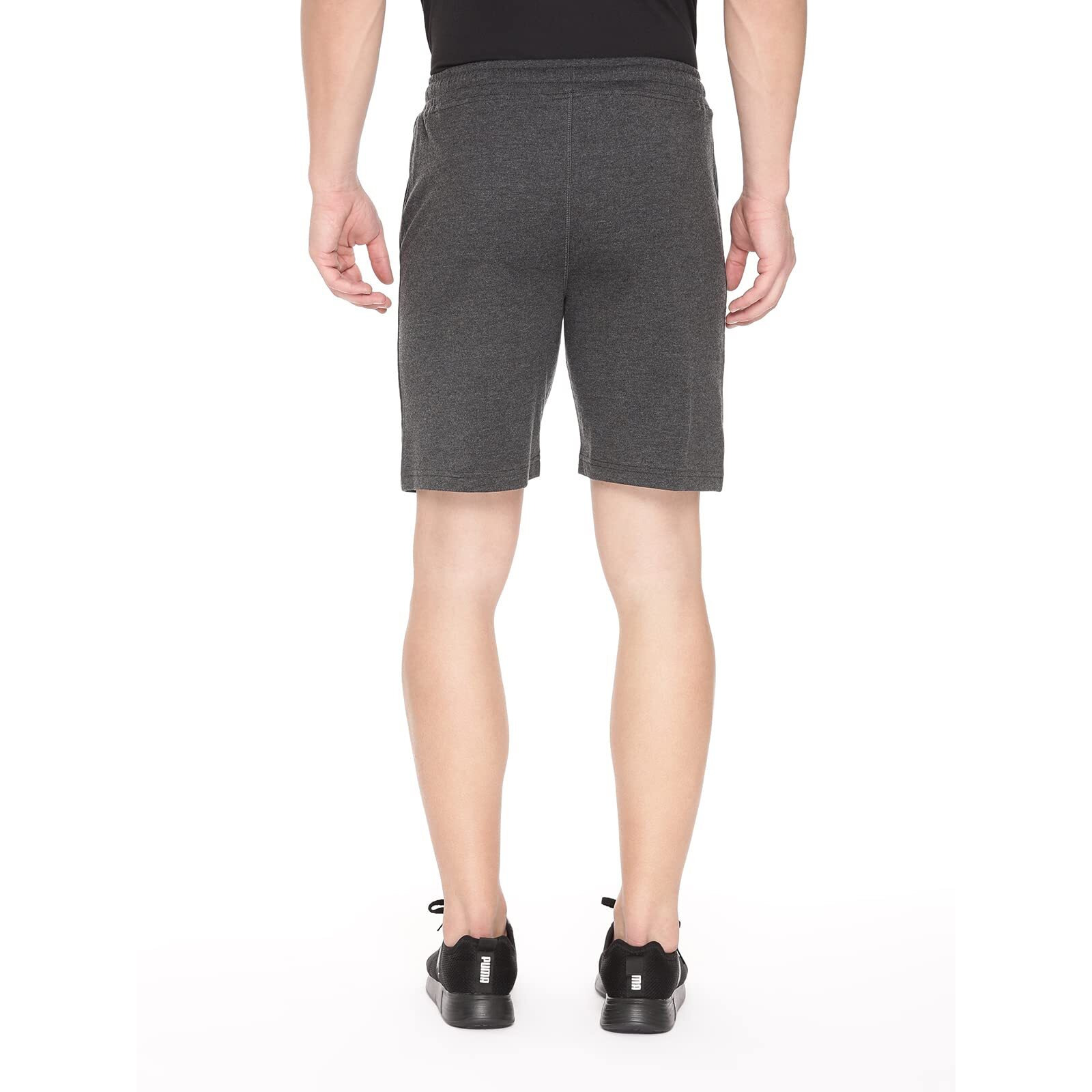 Pepe Jeans Athleisure Men Knit Cotton Stretch Shorts | Breathable Cotton Jersey, Gym and Casual Wear | with Drawstring and Zip Pocket in Black Melange - L