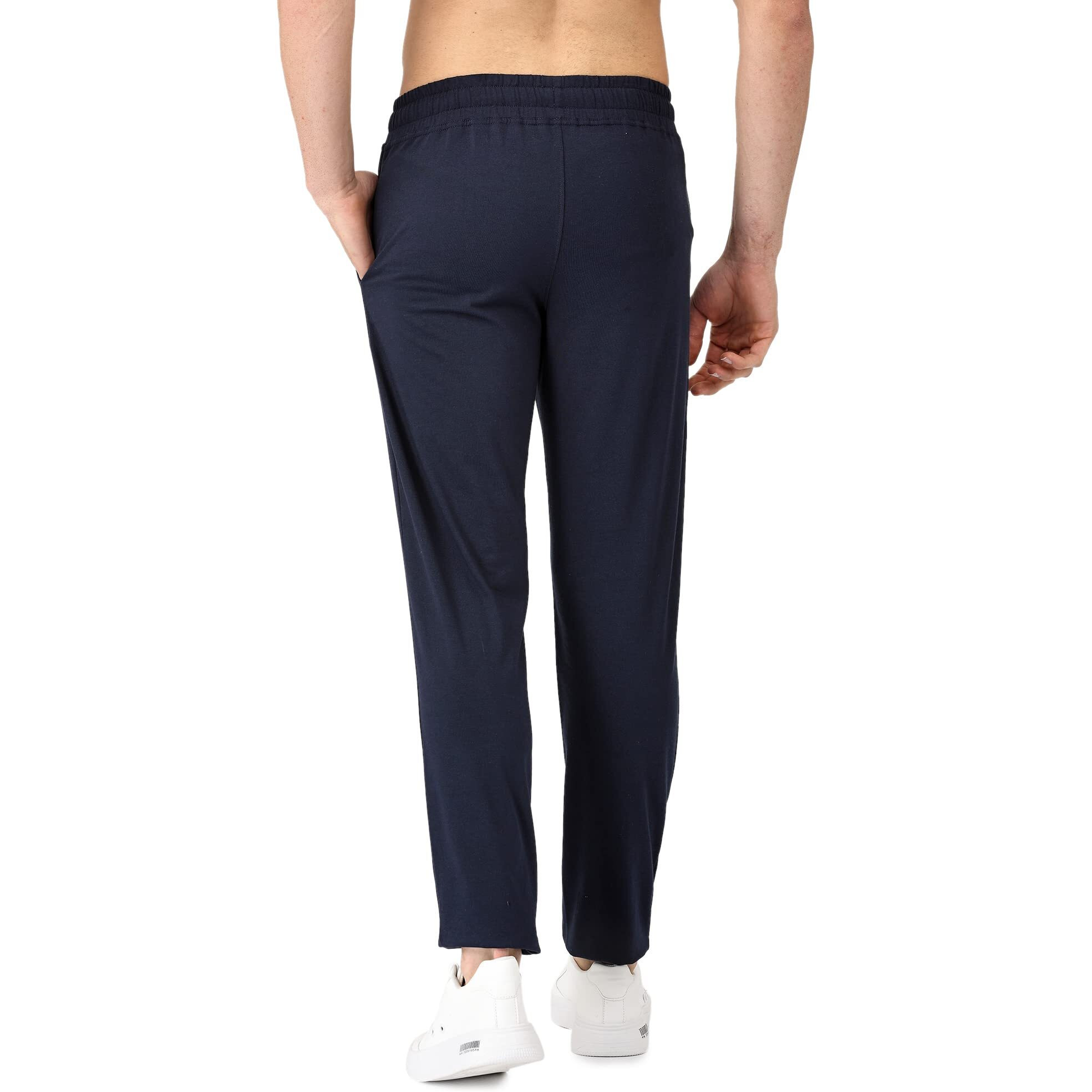Pepe Jeans Athleisure Men Slim Fit Cotton Stretch Track Pants  Sporty Cotton Jersey Lounge Pants | with Encased Elastic Waist & Side Pockets in Navy - XL