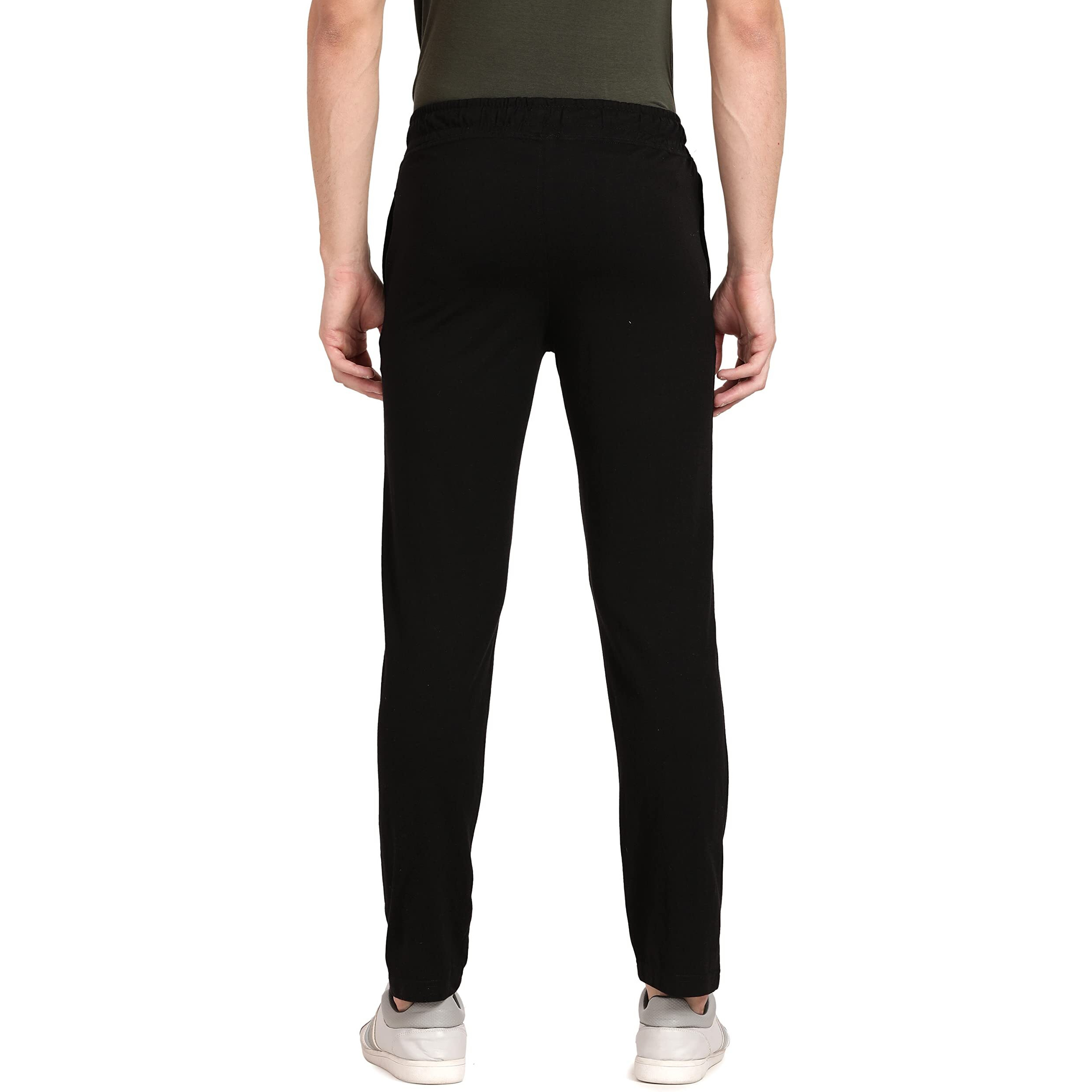 Pepe Jeans Athleisure Men Slim Fit Cotton Stretch Track Pants | Sporty Cotton Jersey Lounge Pants | with Encased Elastic Waist & Side Pockets in Black - M