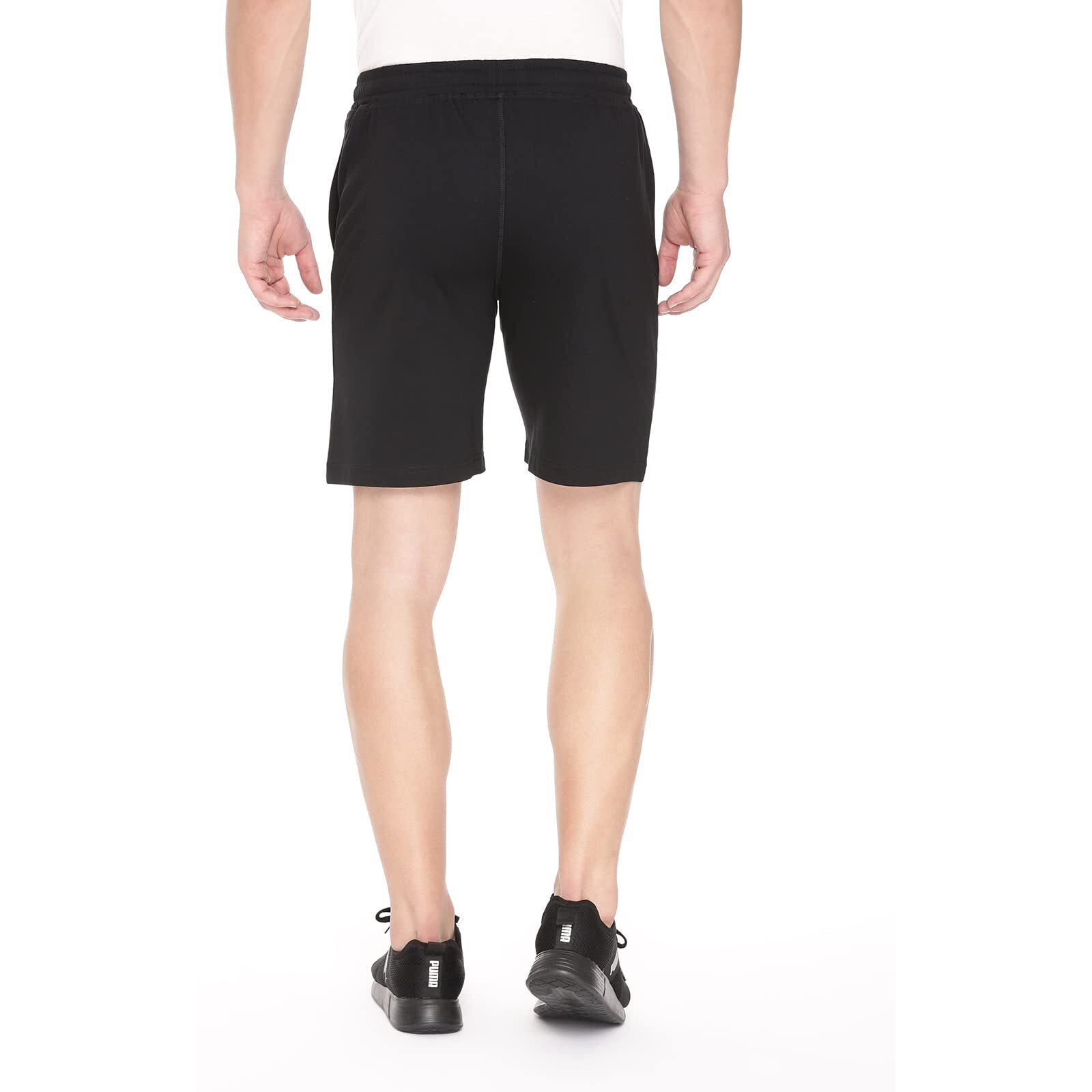 Pepe Jeans Athleisure Men Knit Cotton Stretch Shorts | Breathable Cotton Jersey, Gym and Casual Wear | with Drawstring and Zip Pocket in Black - L