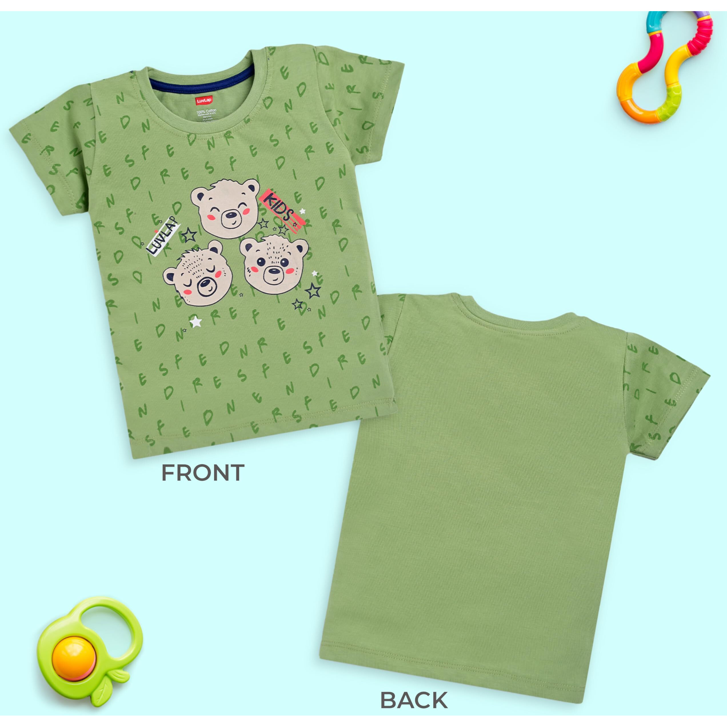 LuvLap Regular Fit H/S Boys T-Shirt (904616_Multicolour-3 18 to 24 Months)