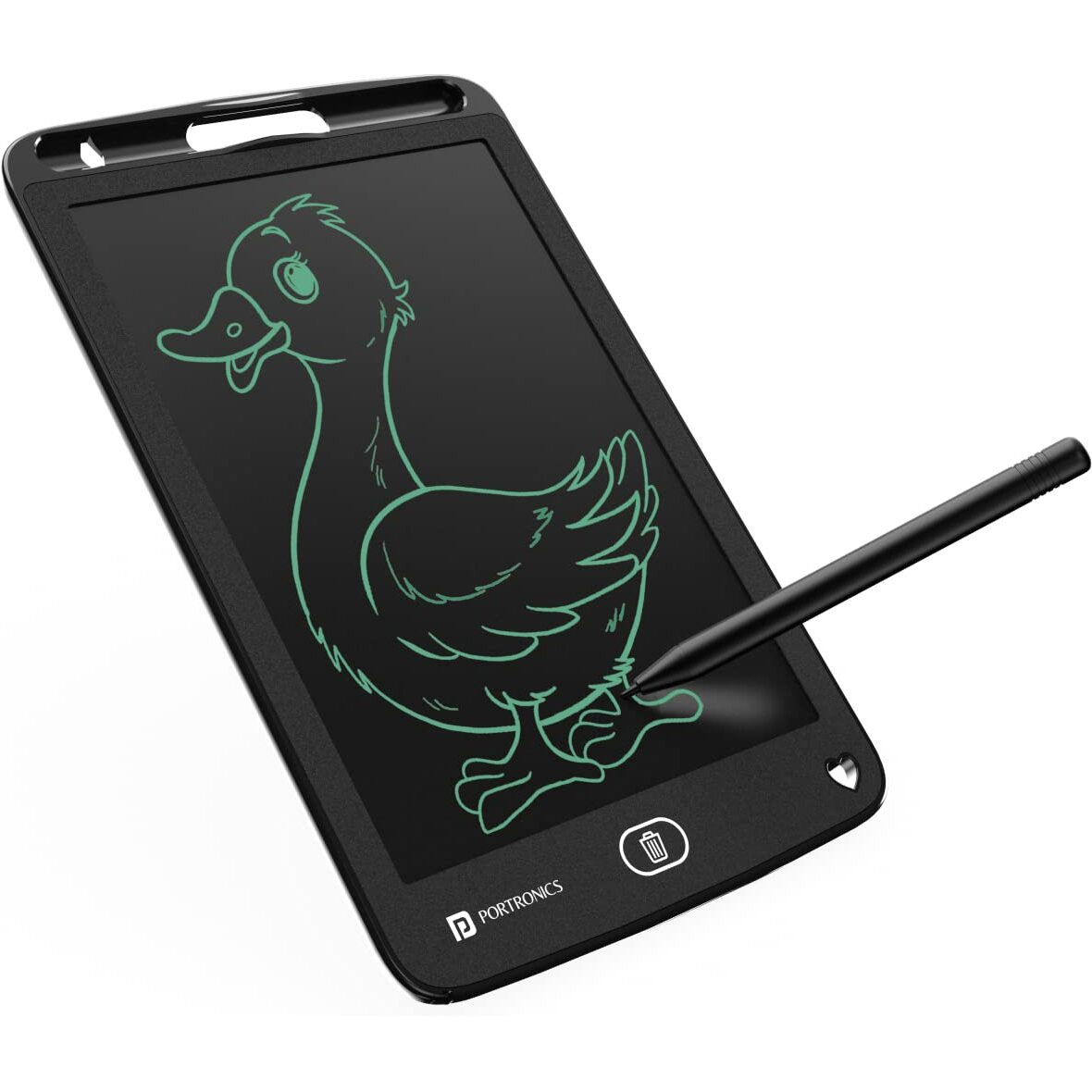 Portronics Ruffpad 8.5E Re-Writable LCD Writing Pad with Screen 21.5cm (8.5-inch) for Drawing, Playing, Handwriting Gifts for Kids & Adults, India's first notepad to save and share your child's first creatives via Ruffpad app on your Smartphone(Black)