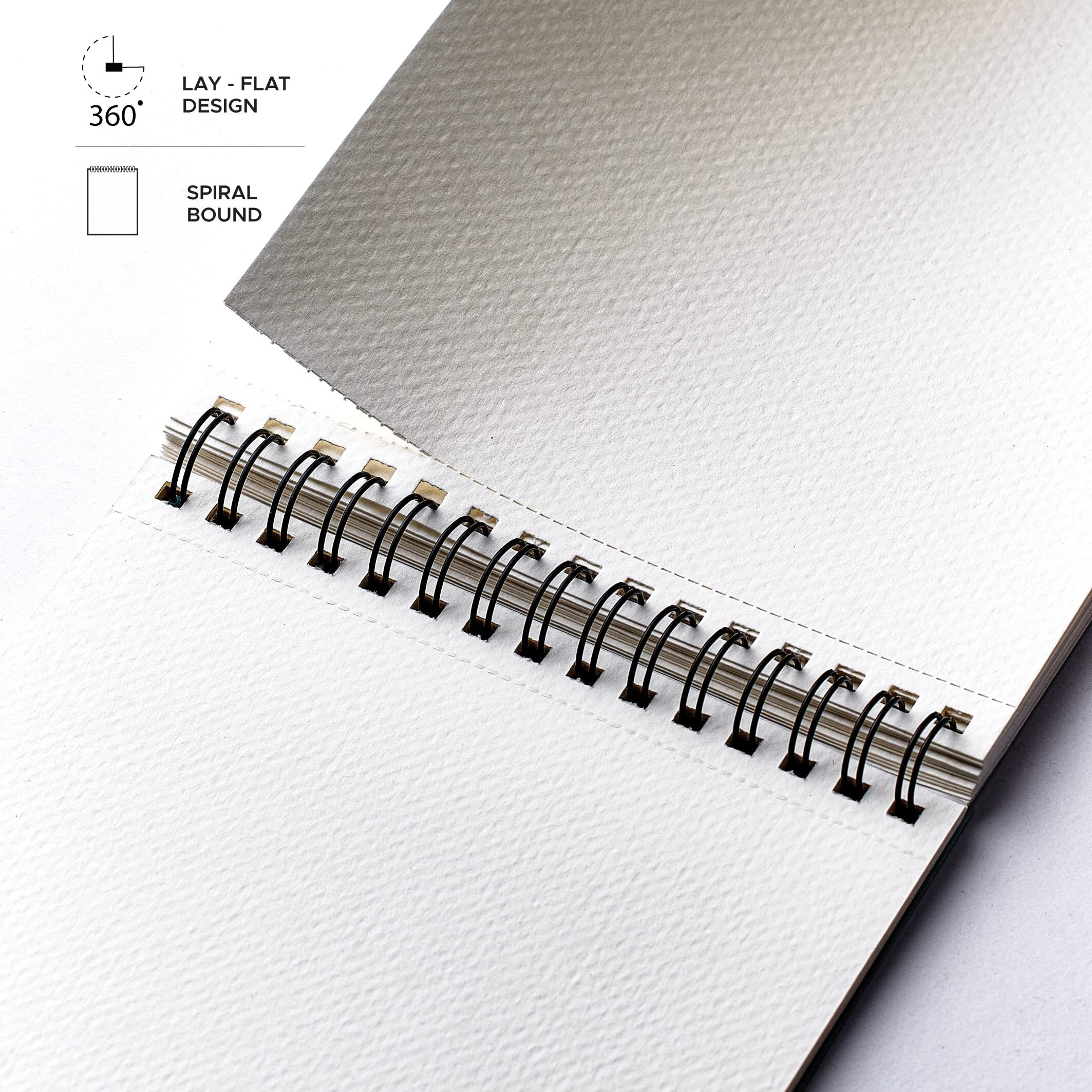 Factor Notes Watercolour Book A5, 300 GSM Paper, 24 Pages with Perforation, Wiro Bound (Wine Glass)