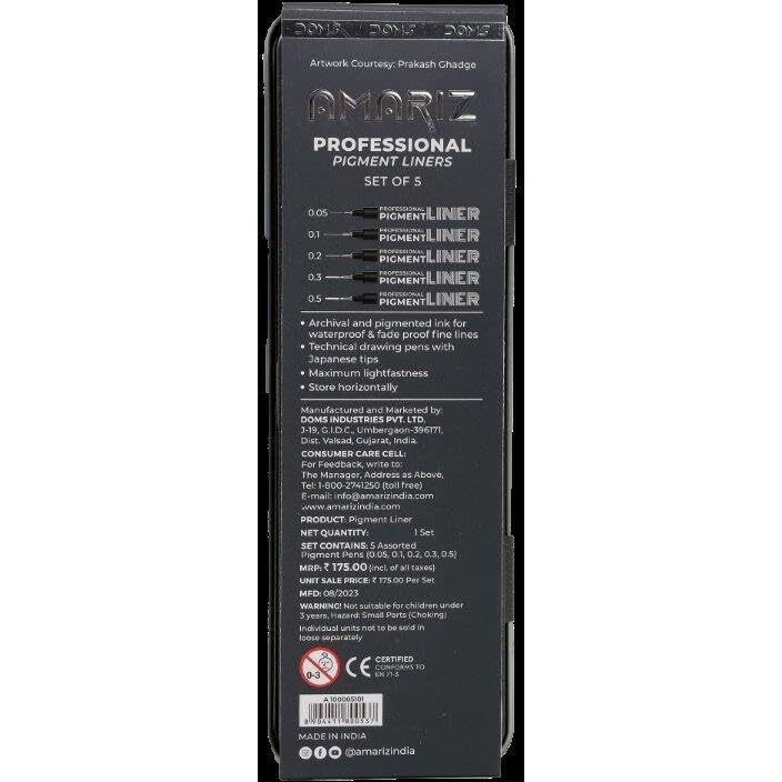 AMARIZ Doms Pigment Fine Point Liner Set Of 5, Black