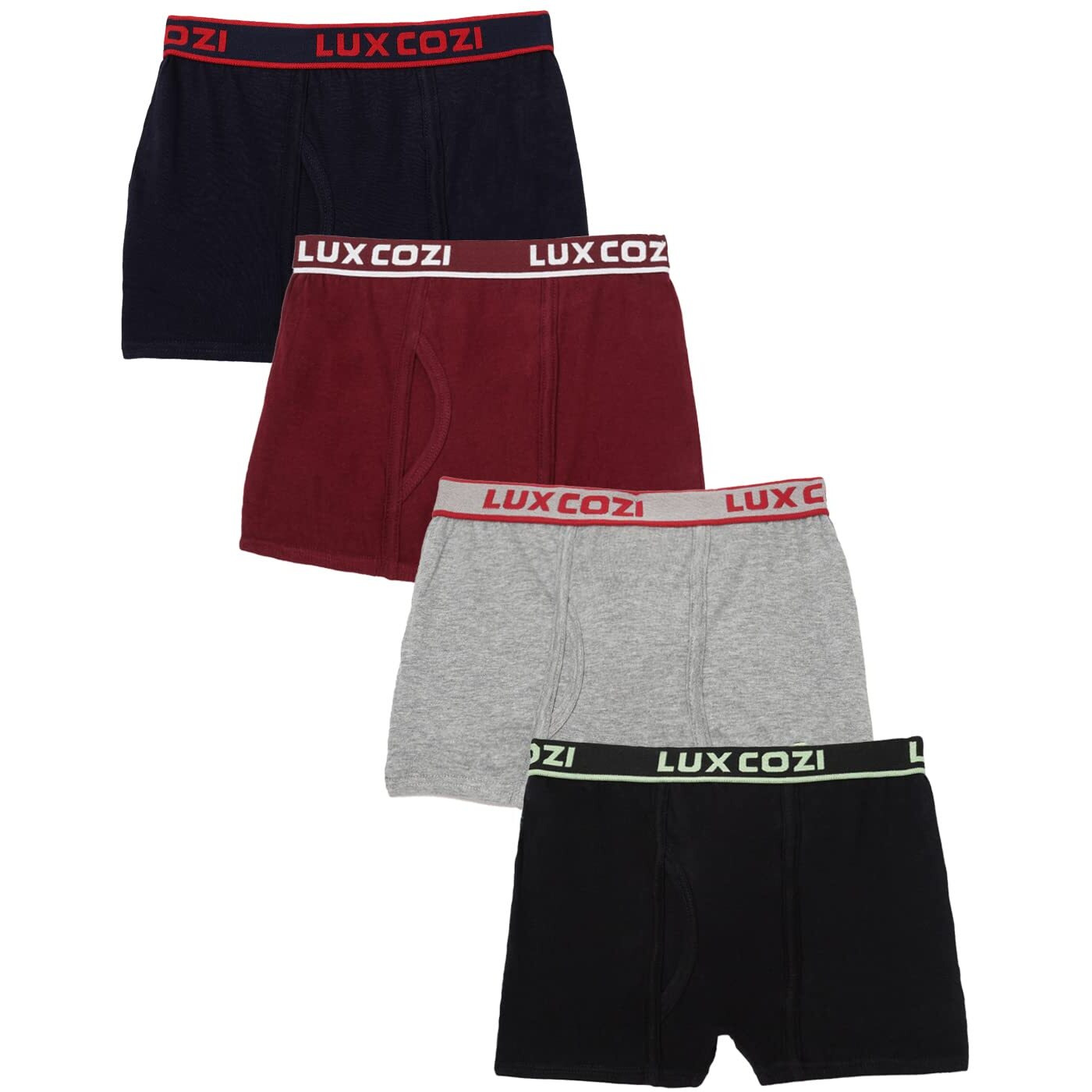 Lux Cozi Bigshot Boy's Pack of 4 Super Combed Cotton Outer Elastic Semi Long Plain Trunk for Kids (Size  70cm) Multicolour