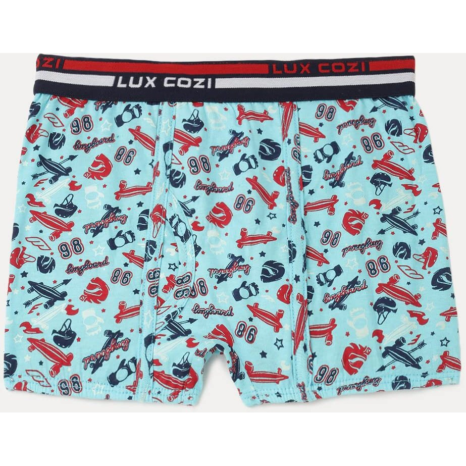 Lux Cozi Bigshot Boy's Pack of 6 Super Combed Cotton Outer Elastic Semi Long Printed Trunk for Kids (Size  55cm) Multicolour