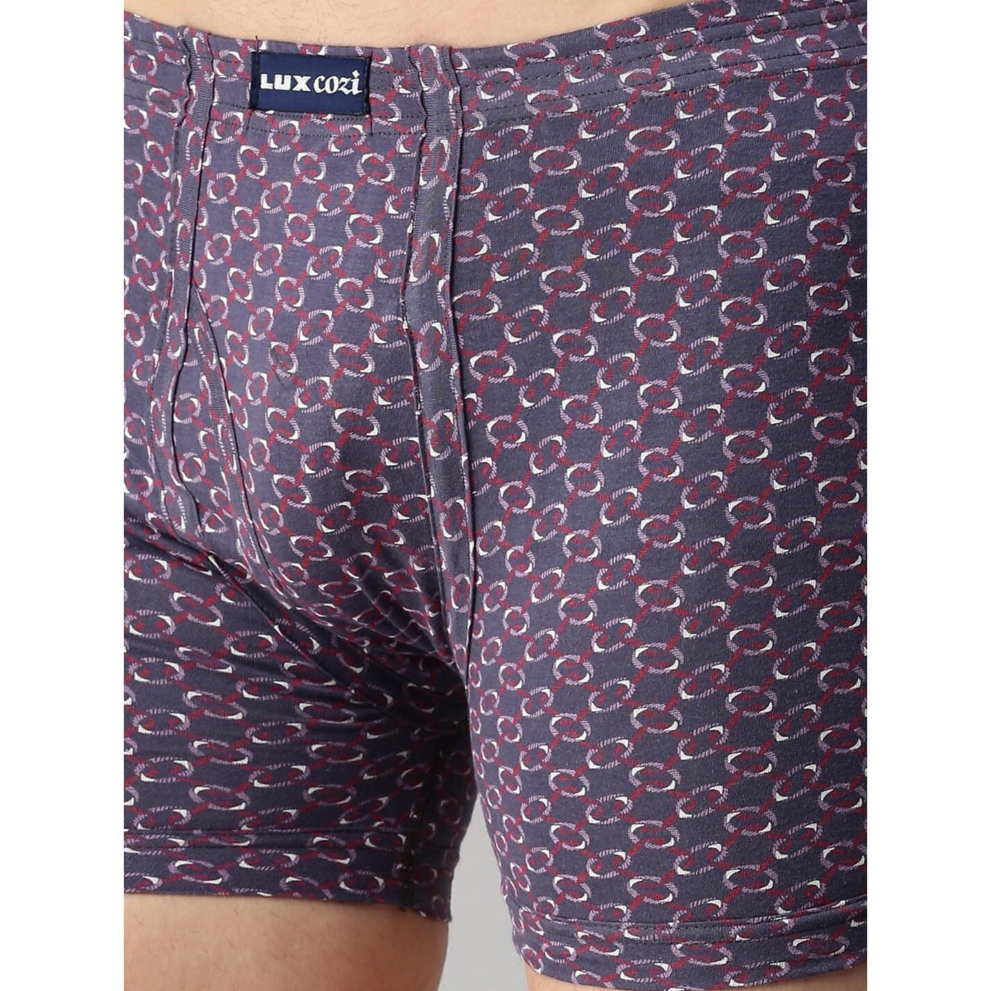 Lux Cozi Men's Pack of 5 Assorted Inner Elestic Long Printed Trunk (Size  90cm)
