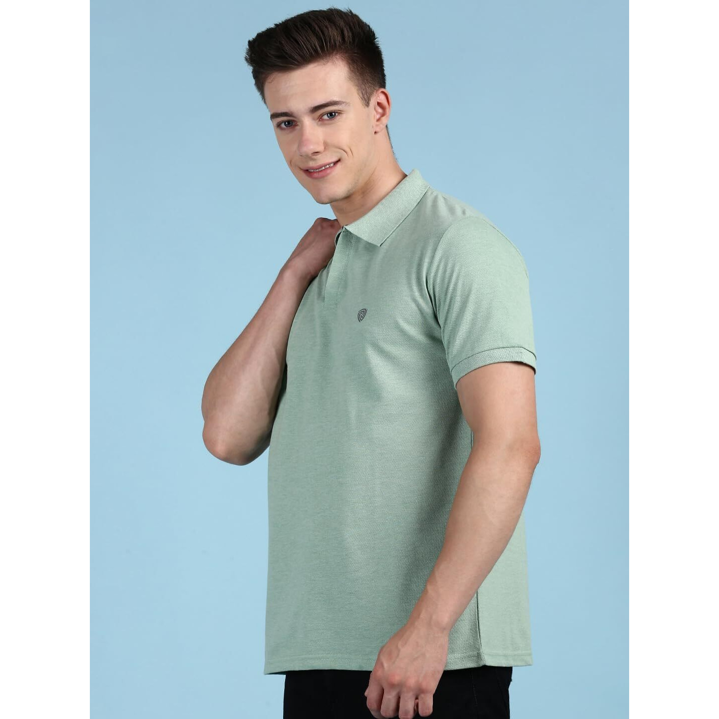 Lux Cozi Men's Pack of 1 Mint Green Regular Fit Polo Neck Half Sleeve Solid Casual T-Shirt (Size  Medium)_COZI_2121_MTGRN_M_1PC