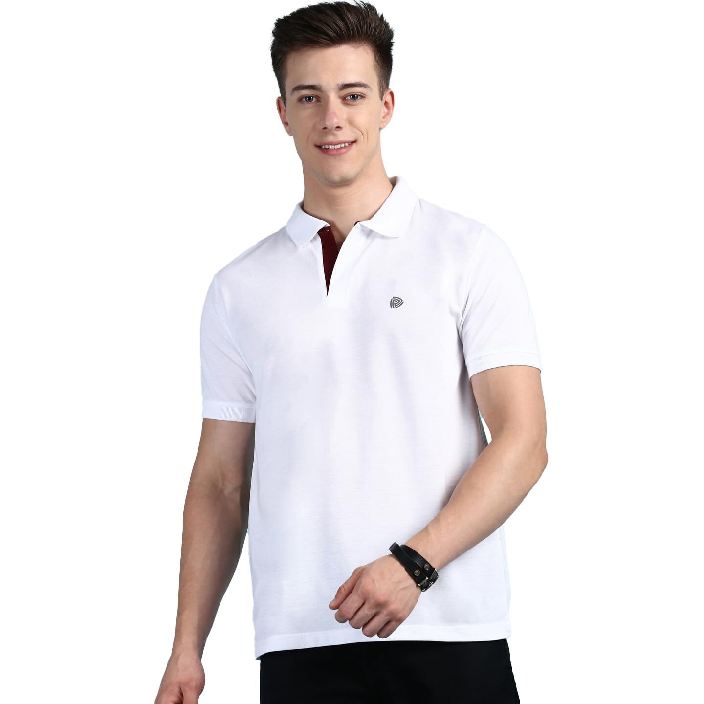 Lux Cozi Men's Pack of 1 White Regular Fit Polo Neck Half Sleeve Solid Casual T-Shirt (Size  Large)_COZI_2121_WH_L_1PC