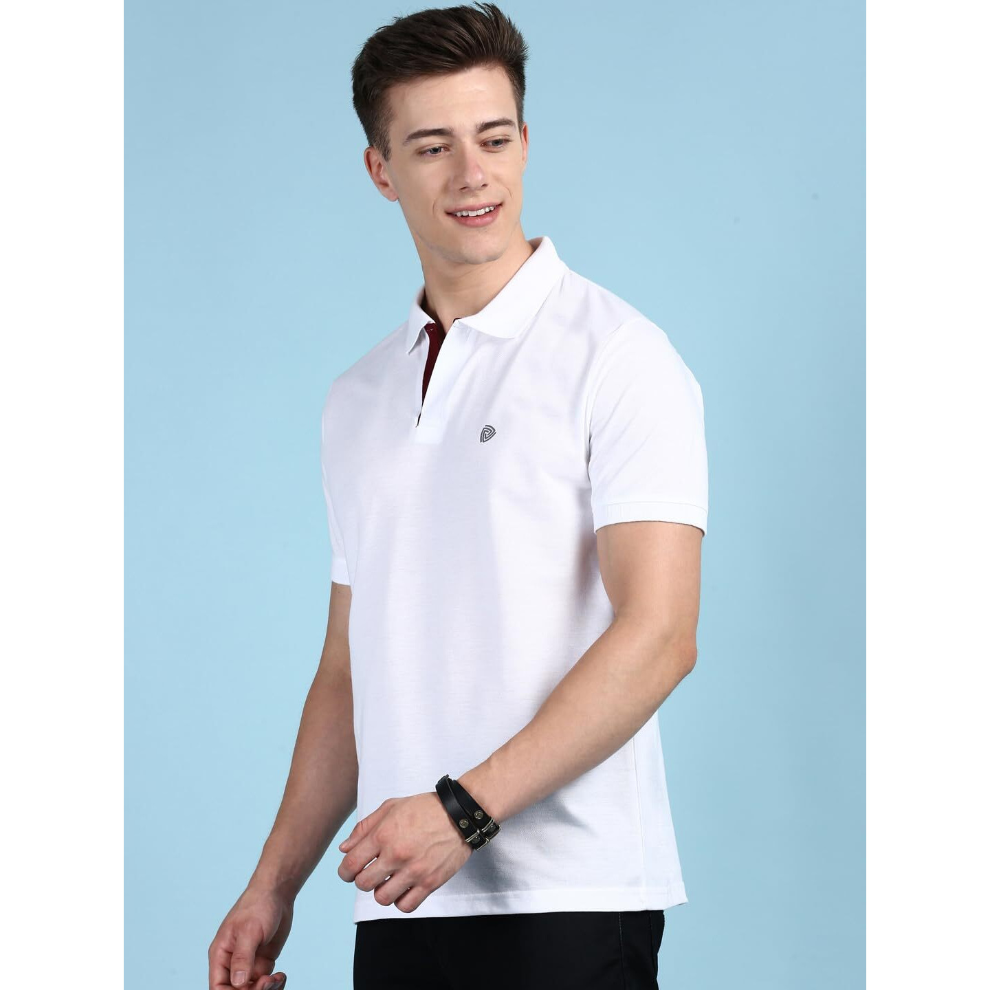 Lux Cozi Men's Pack of 1 White Regular Fit Polo Neck Half Sleeve Solid Casual T-Shirt (Size  Large)_COZI_2121_WH_L_1PC