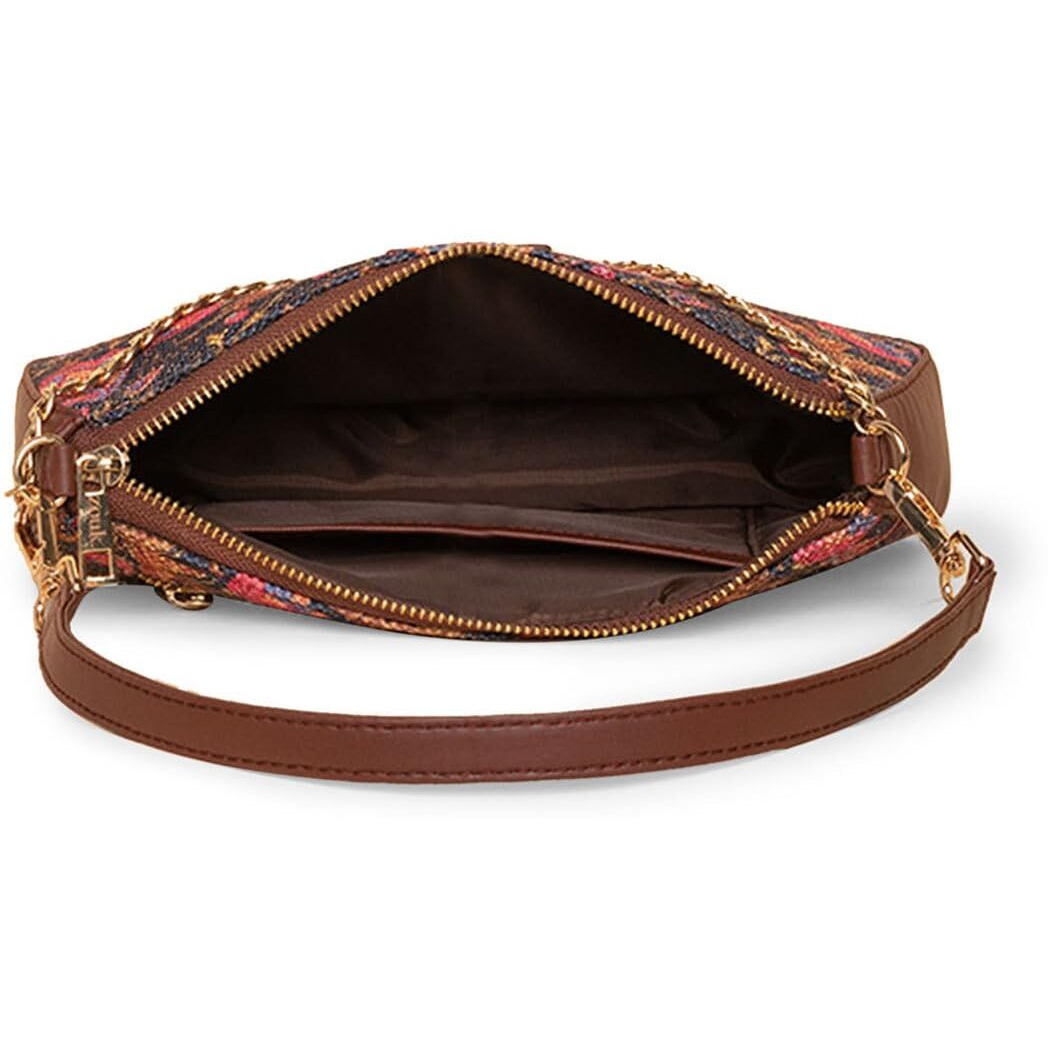 ZOUK Paisley Printed Women's Handcrafted Vegan Leather Casual Mini Shoulder Bag Pink