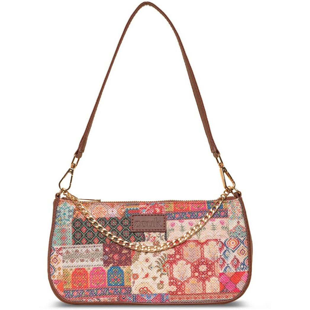 ZOUK Abstract Printed Women's Handcrafted Vegan Leather Multicolor Casual Mini Shoulder Bag (multicolor)