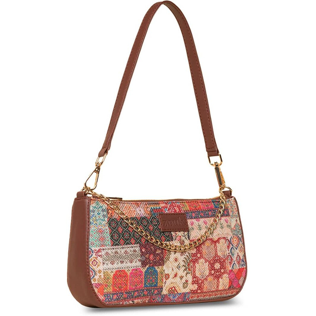 ZOUK Abstract Printed Women's Handcrafted Vegan Leather Multicolor Casual Mini Shoulder Bag (multicolor)