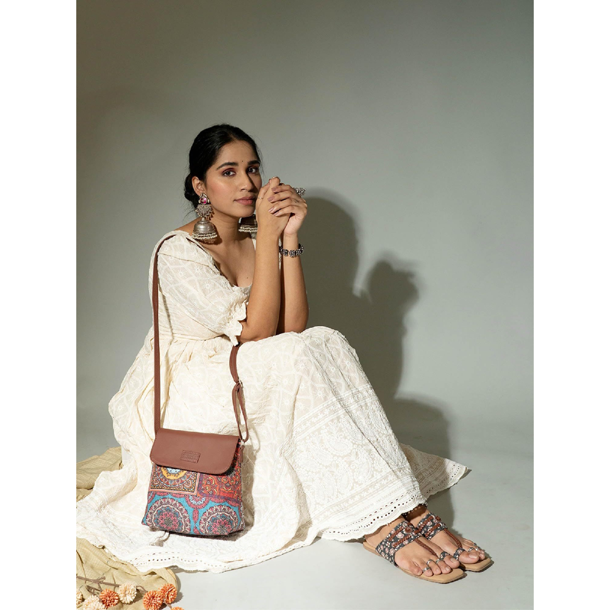 ZOUK Multicolor Mandala Printed Women's Hand Crafted Vegan Leather Multicolour Flap Sling Bag