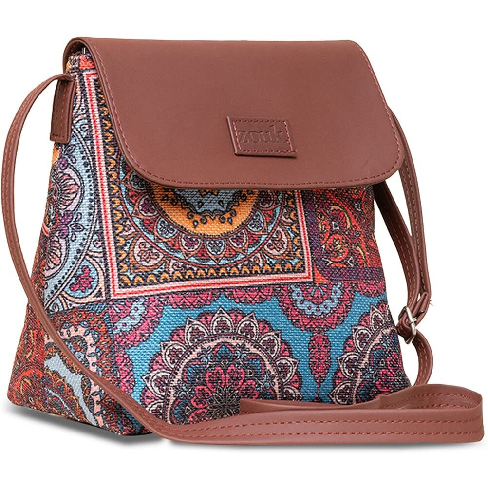 ZOUK Multicolor Mandala Printed Women's Hand Crafted Vegan Leather Multicolour Flap Sling Bag