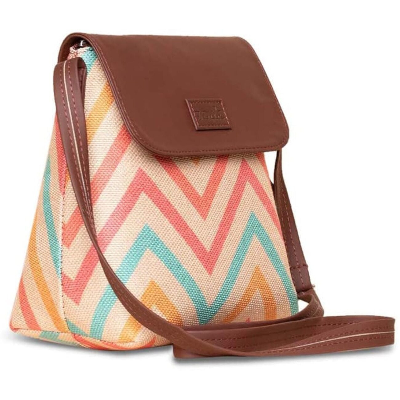 ZOUK WavBeach Wave Pattern Women's Hand Crafted Multicolor Flap Sling Bag