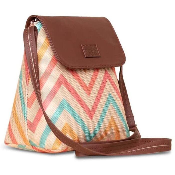 ZOUK WavBeach Wave Pattern Women's Hand Crafted Multicolor Flap Sling Bag