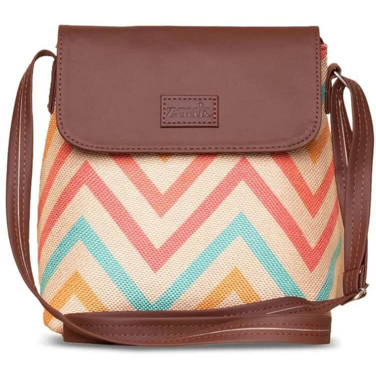 ZOUK WavBeach Wave Pattern Women's Hand Crafted Multicolor Flap Sling Bag