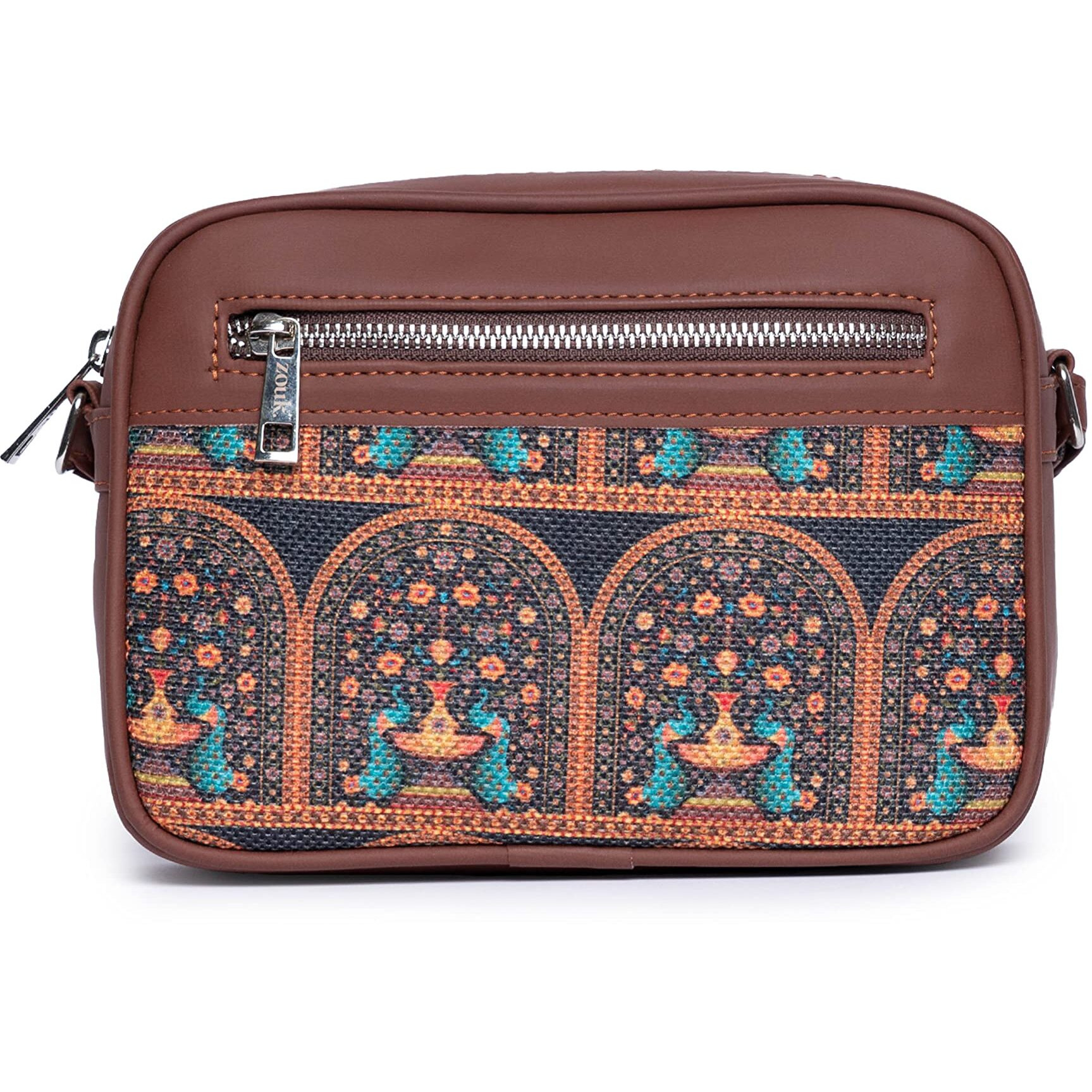 ZOUK Sling Bag for women - Handmade Bags for Females - Vegan Leather and Indian Fabric Slings - Side Bags for Mobile Phones and Wallets