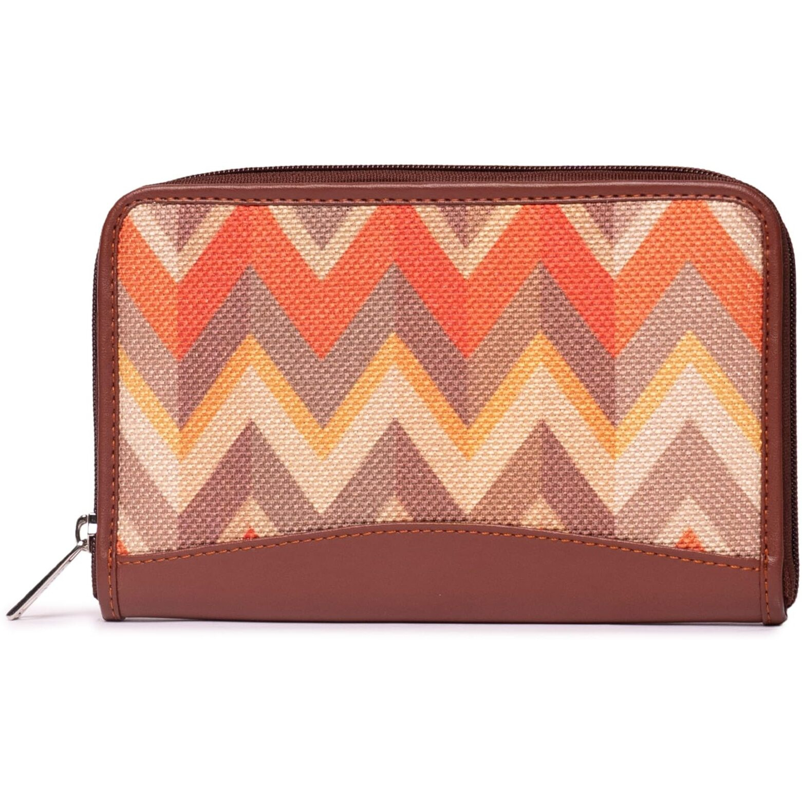 ZOUK Wallets for Women - Handmade Wallets for Females - Vegan Leather and Jute Purse for Ladies - Clutch with Indian Print - Wallets for Mobile Phones - Tidal Wave Print