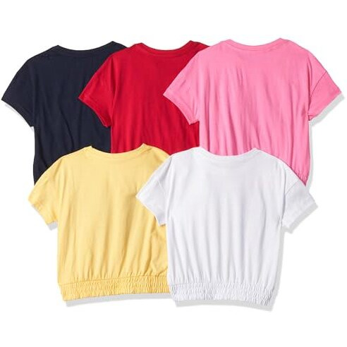 T2F Girl's Solid Regular T-Shirt (GLS-TSRT-20_Multicolor 1