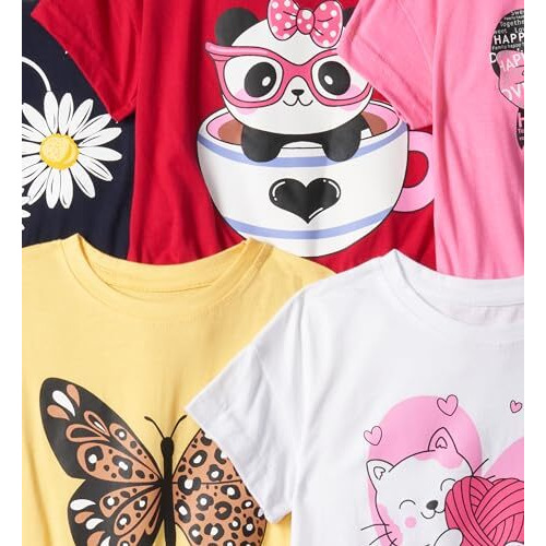 T2F Girl's Solid Regular T-Shirt (GLS-TSRT-20_Multicolor 1