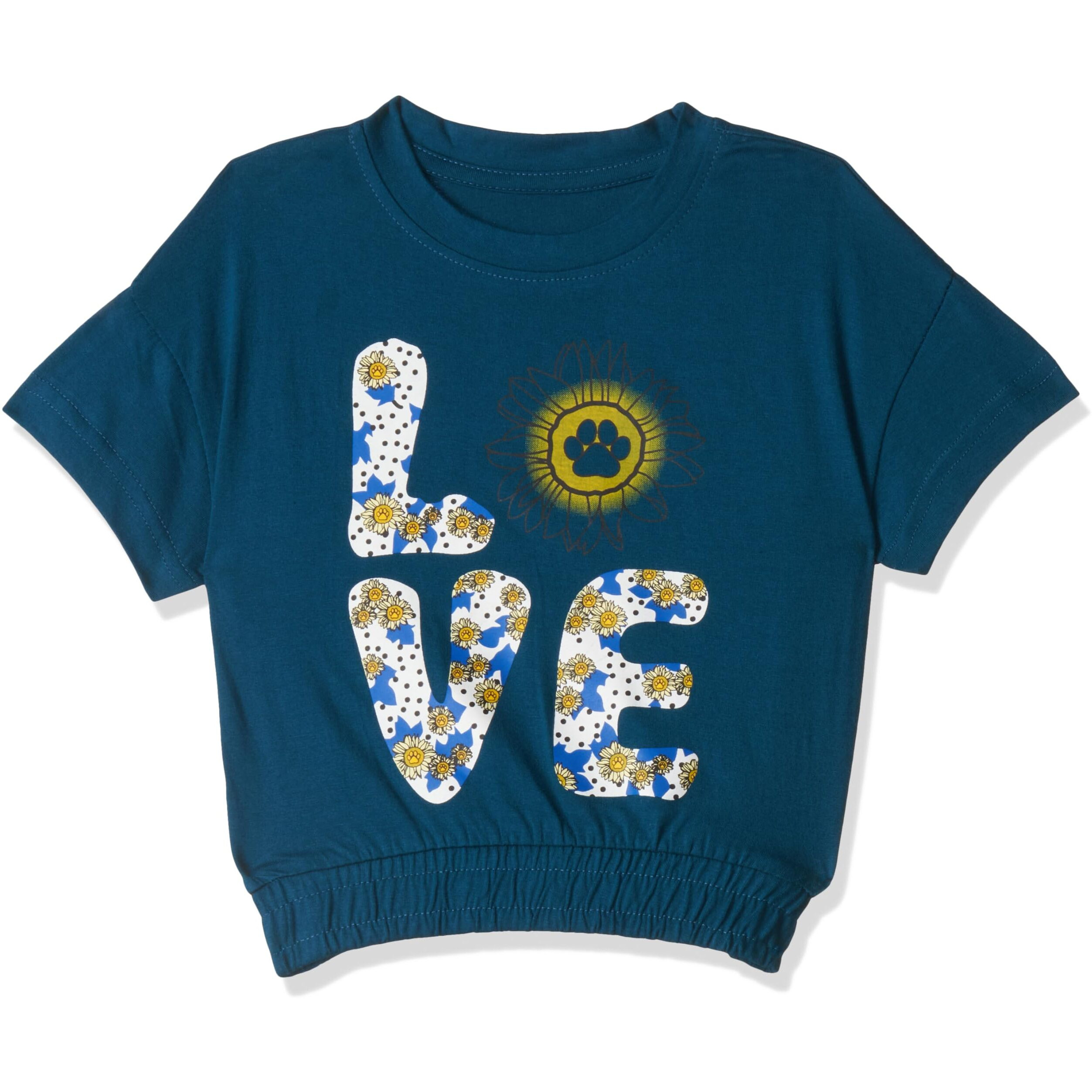 T2F Girl's Solid Regular Drop Shoulder T-Shirt (GLS-TSRT-20_Multicolor 3