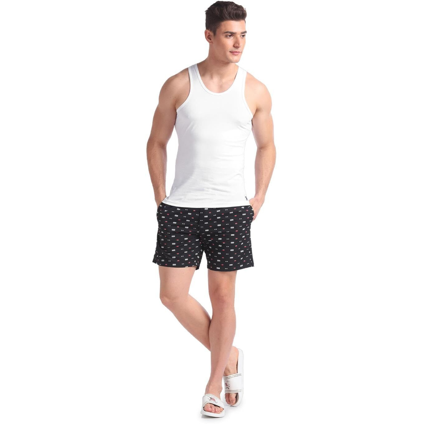 U.S. POLO ASSN. Men Comfort Fit I661 Cotton Regular Fit Vest - Pack Of 3 (White S)