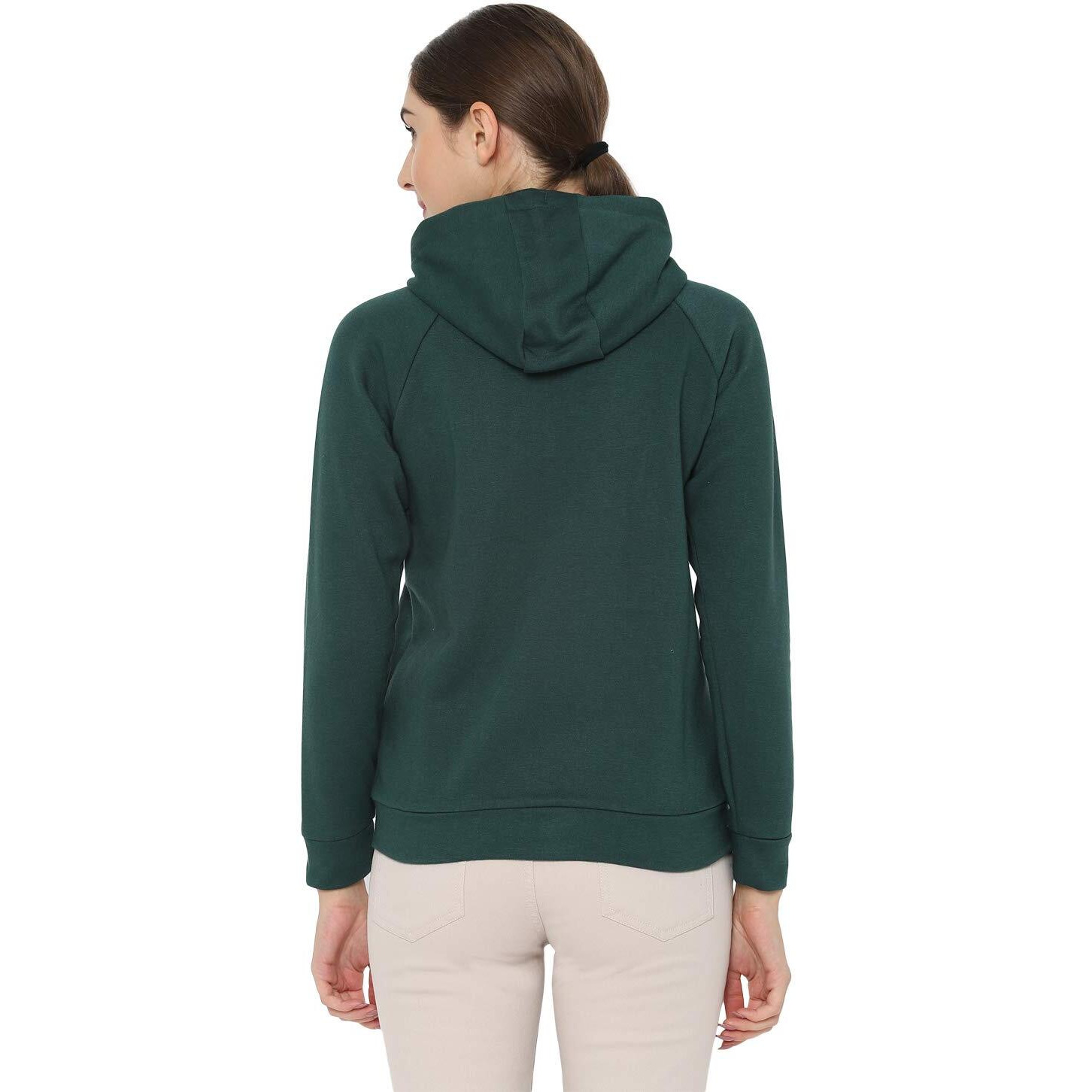 Allen Solly Women's Polyester Blend Hooded and Crew Neck Regular Sweatshirt (AHSTCRGFB21279_Green_S_Green_S)