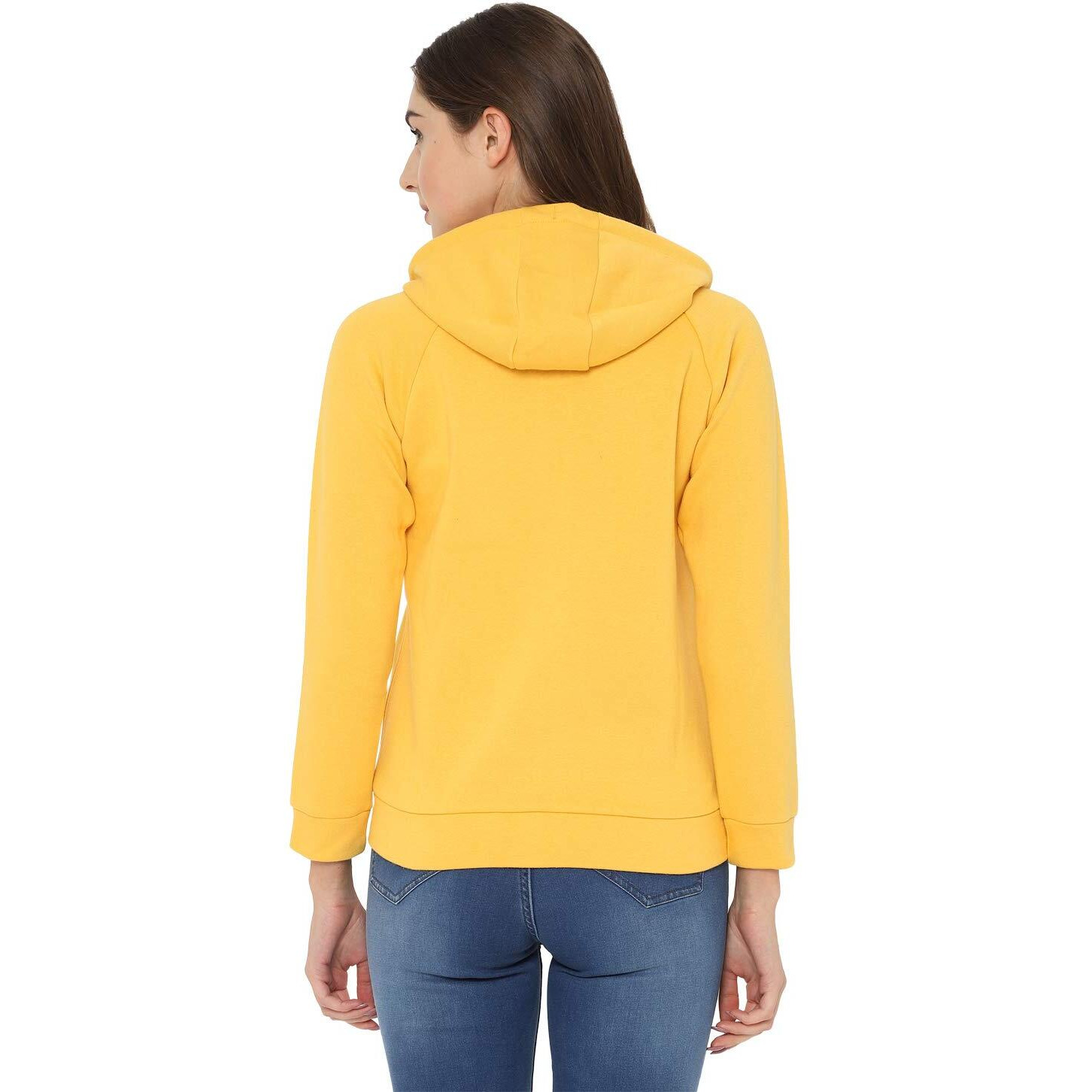 Allen Solly Women's Polyester Blend Hooded and Crew Neck Regular Sweatshirt (AHSTCRGFI52288_Yellow_Medium_Yellow_M)