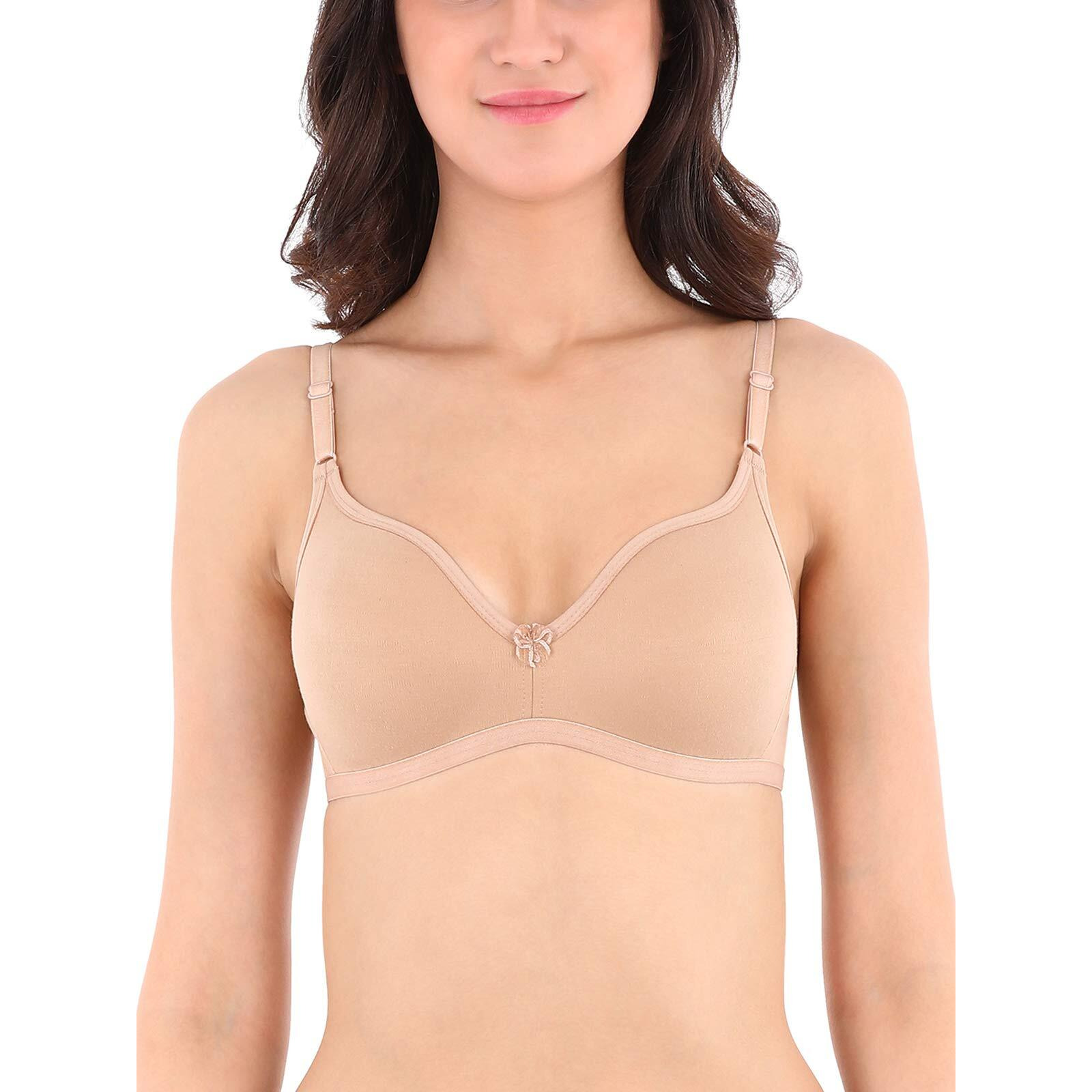Clovia Women's Cotton Wire Free Non-Wired T-Shirt Bra (BR1449P24-34B_Beige_34 B)