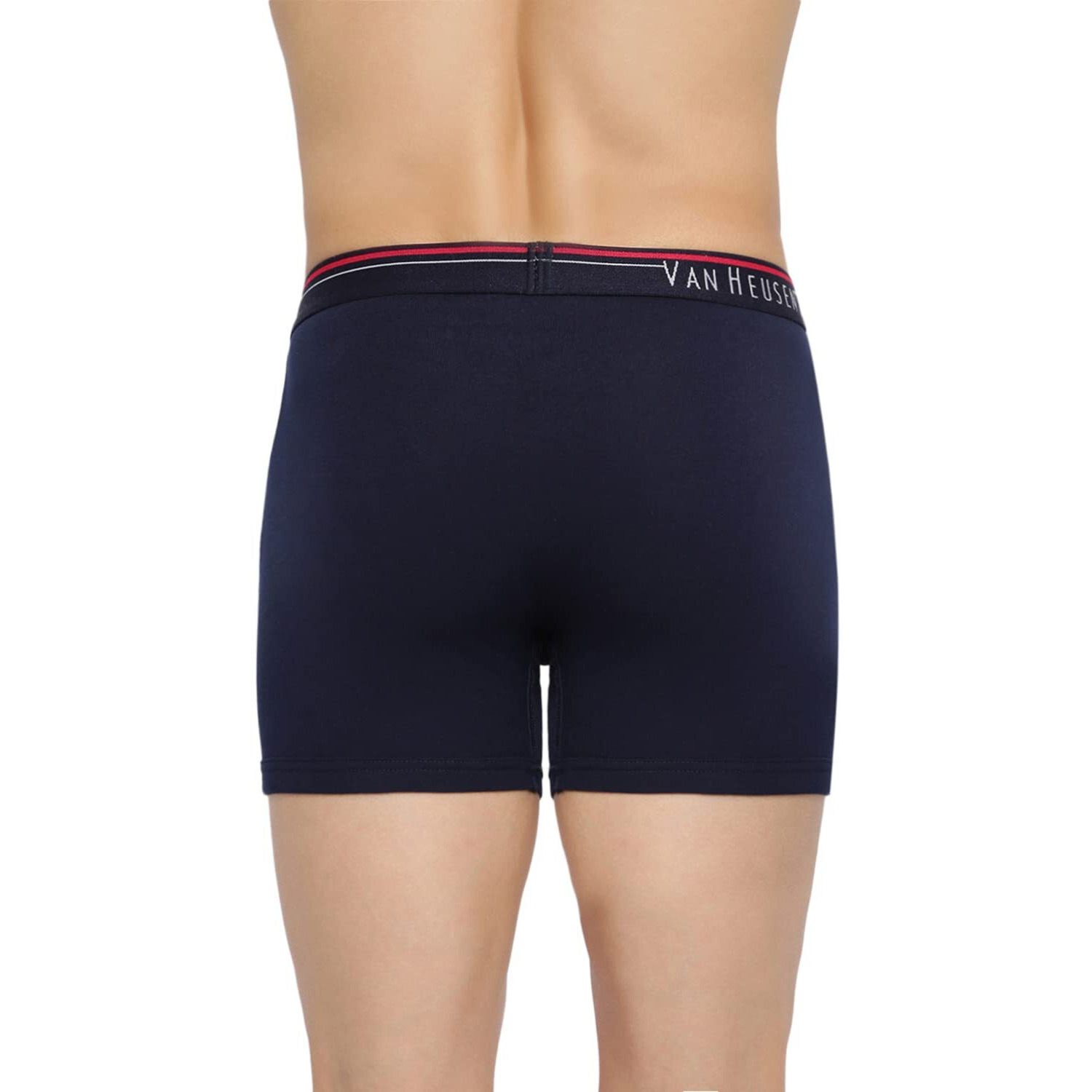 Van Heusen Men Boxer Briefs - 100% Combed Cotton - Pack Of 2 - Anti Bacterial, Colour Fresh, Moisture Wicking_10032_Dark Navy, Grey Mel_L