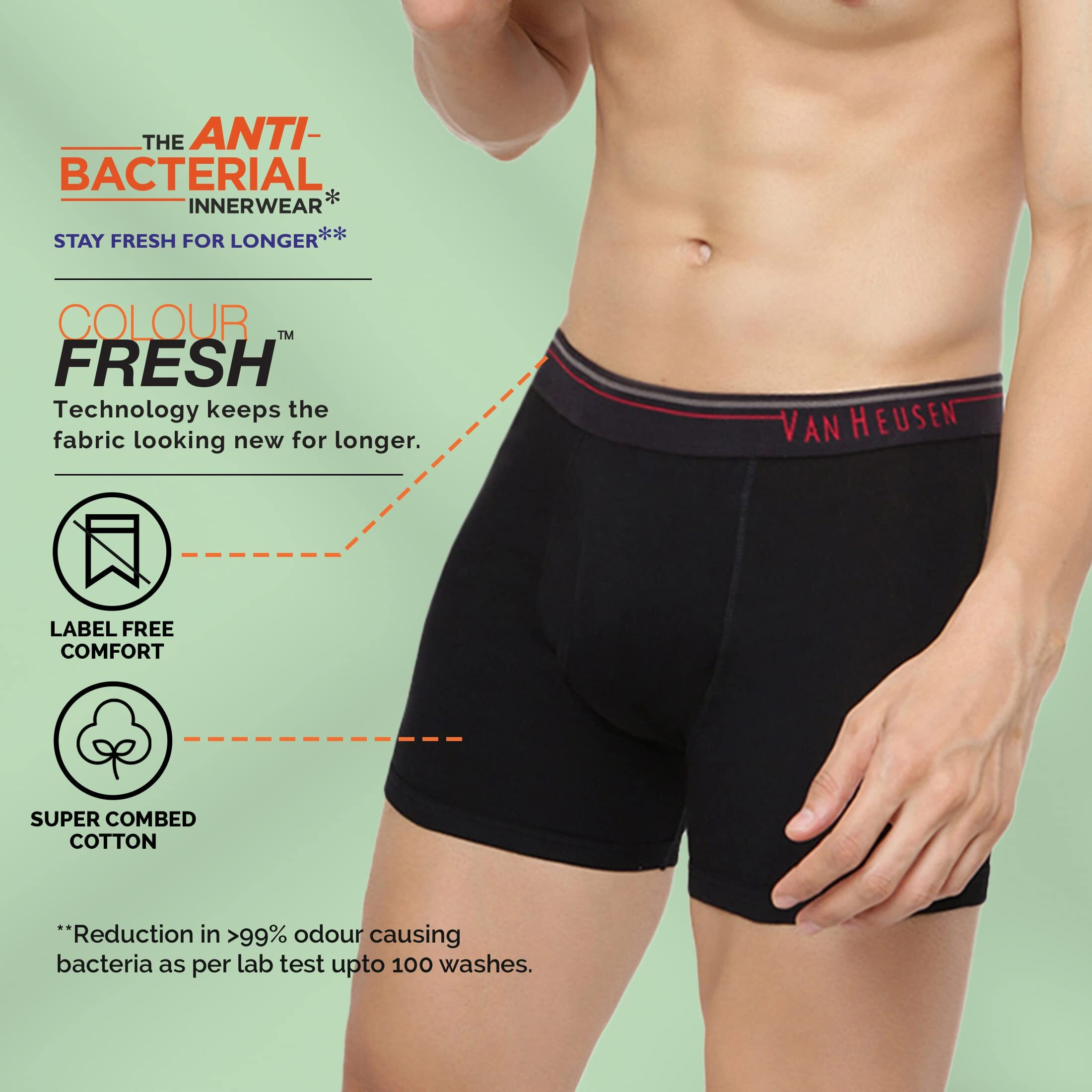 Van Heusen Men Boxer Briefs - 100% Combed Cotton - Pack Of 2 - Anti Bacterial, Colour Fresh, Moisture Wicking_10032_Dark Navy, Grey Mel_L