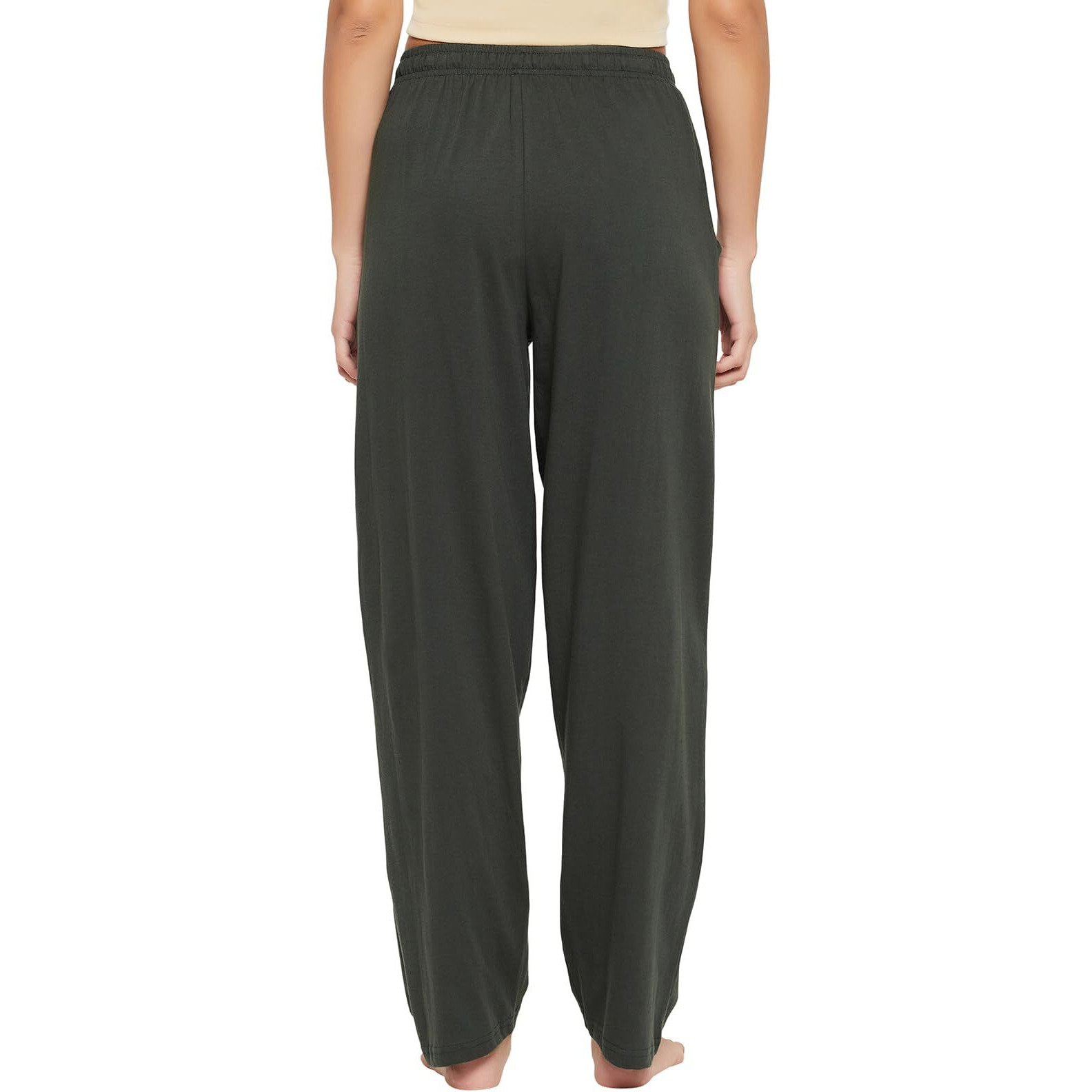 Clovia Women's Cotton Rich Solid Pyjama (LB0173D17_Green_XL)