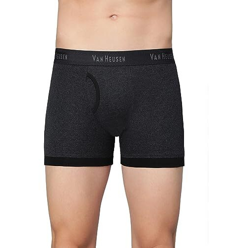 Van Heusen Men Trunks - 100% Combed Cotton - Pack of 2 - Anti Bacterial, Colour Fresh, Moisture Wicking_10044_Anthra Mel, Pure Black_L