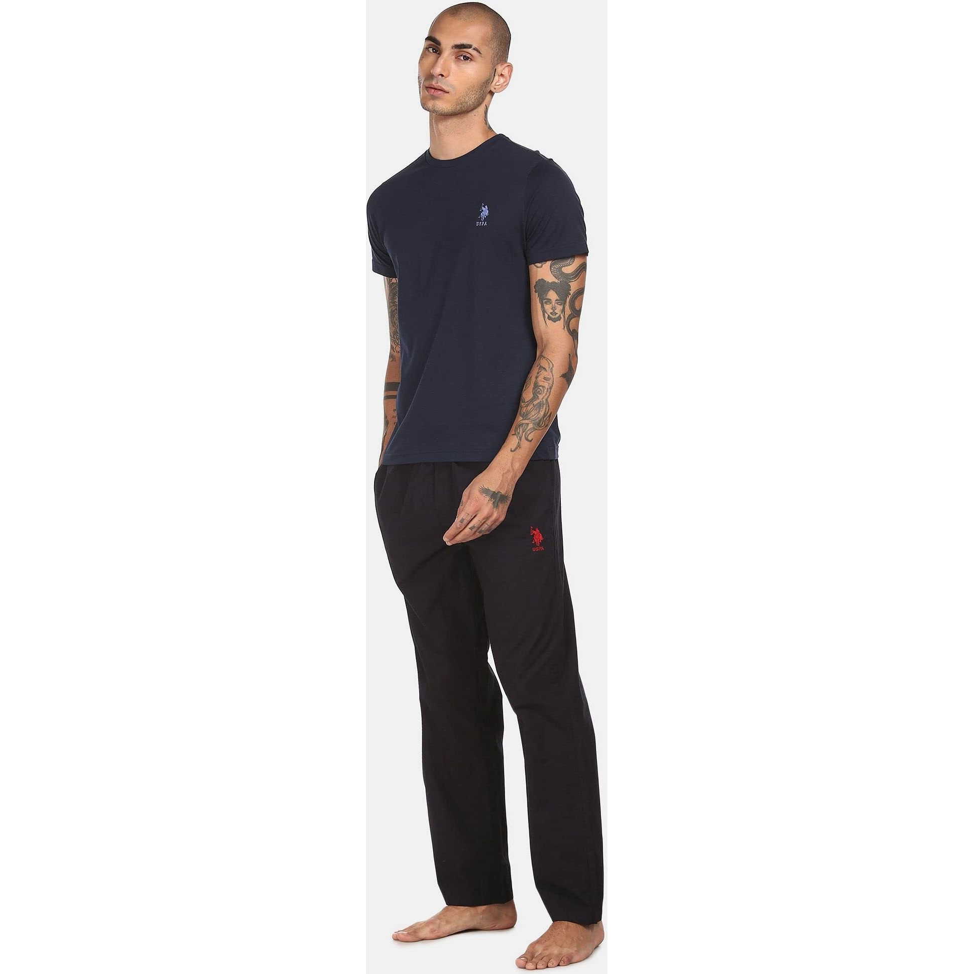 U.S. POLO ASSN. Mens Crew Neck Embroidered Logo I633 Lounge Regular Fit T-Shirt - Pack Of 1 (Navy L)