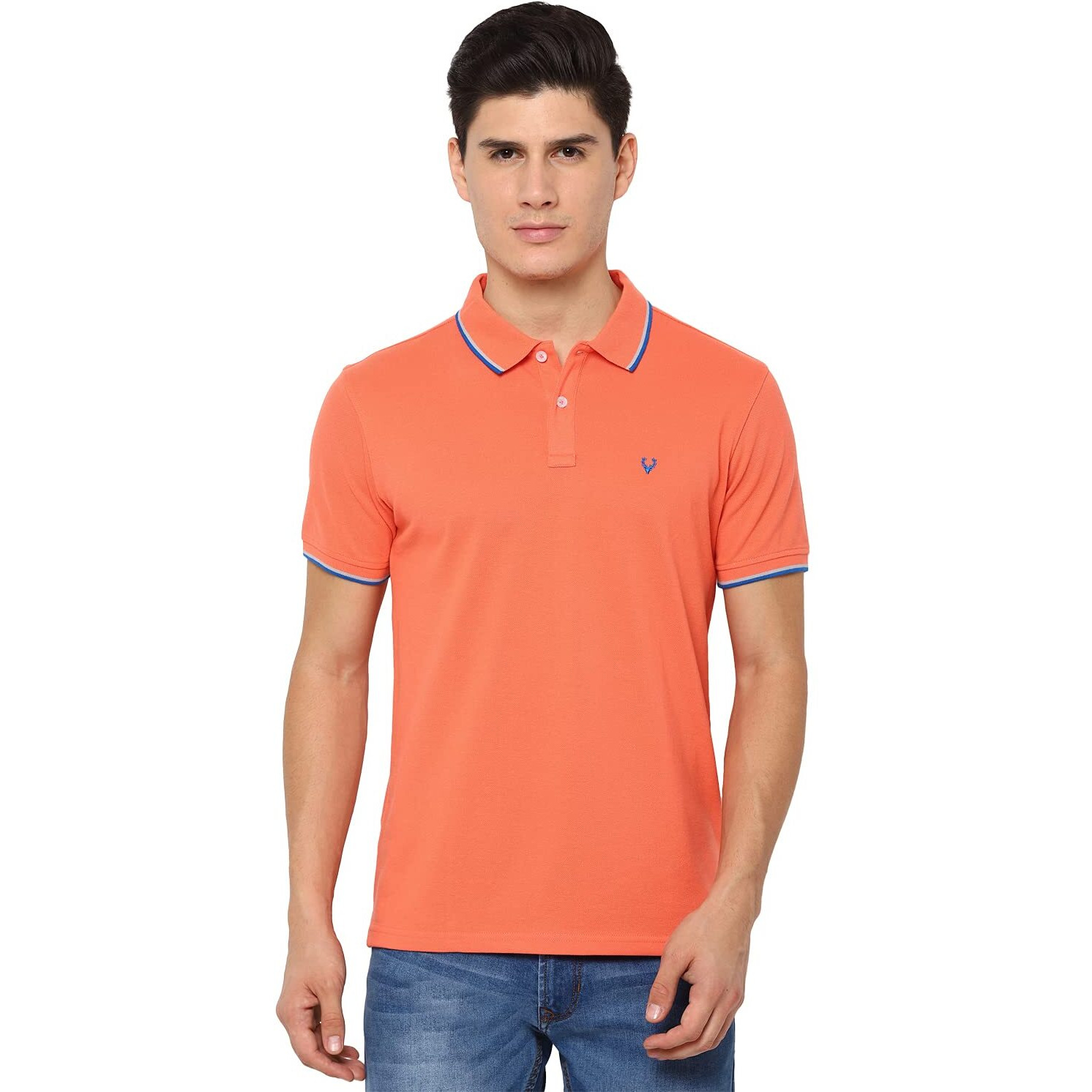 Allen Solly Men's Regular Fit Polo (ASKPQRGF759748_Peach_XXL)