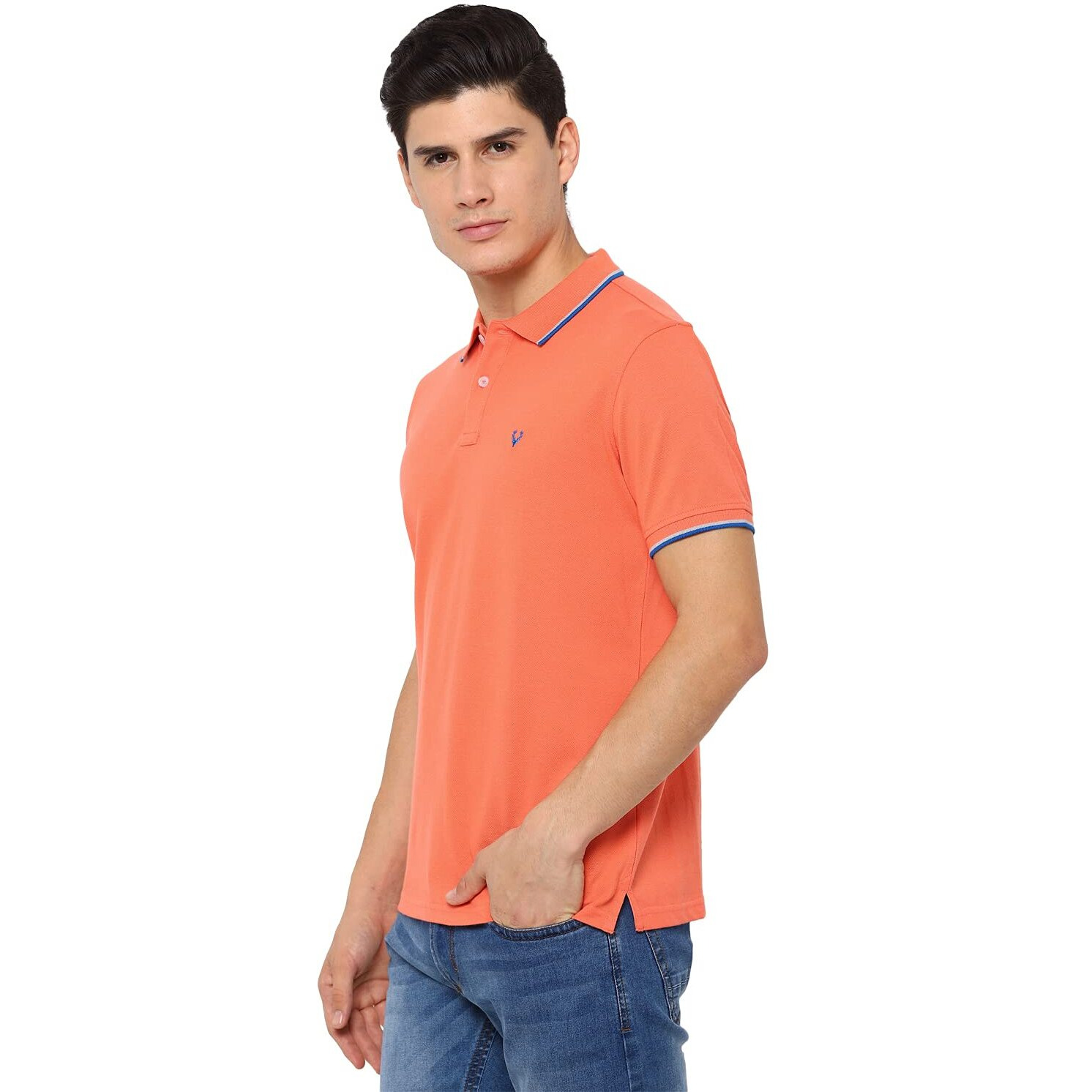 Allen Solly Men's Regular Fit Polo (ASKPQRGF759748_Peach_XXL)