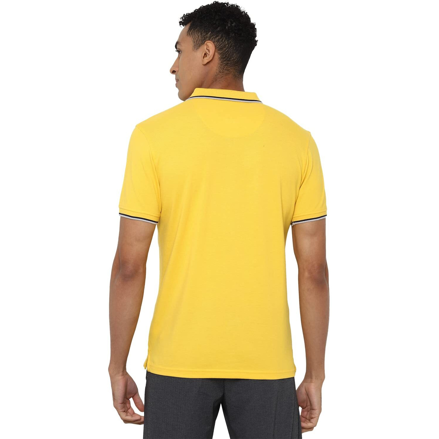 Allen Solly Men's Cotton Plain Regular Fit Polo Shirt (ASKPQRGFY42227_Yellow_ L)
