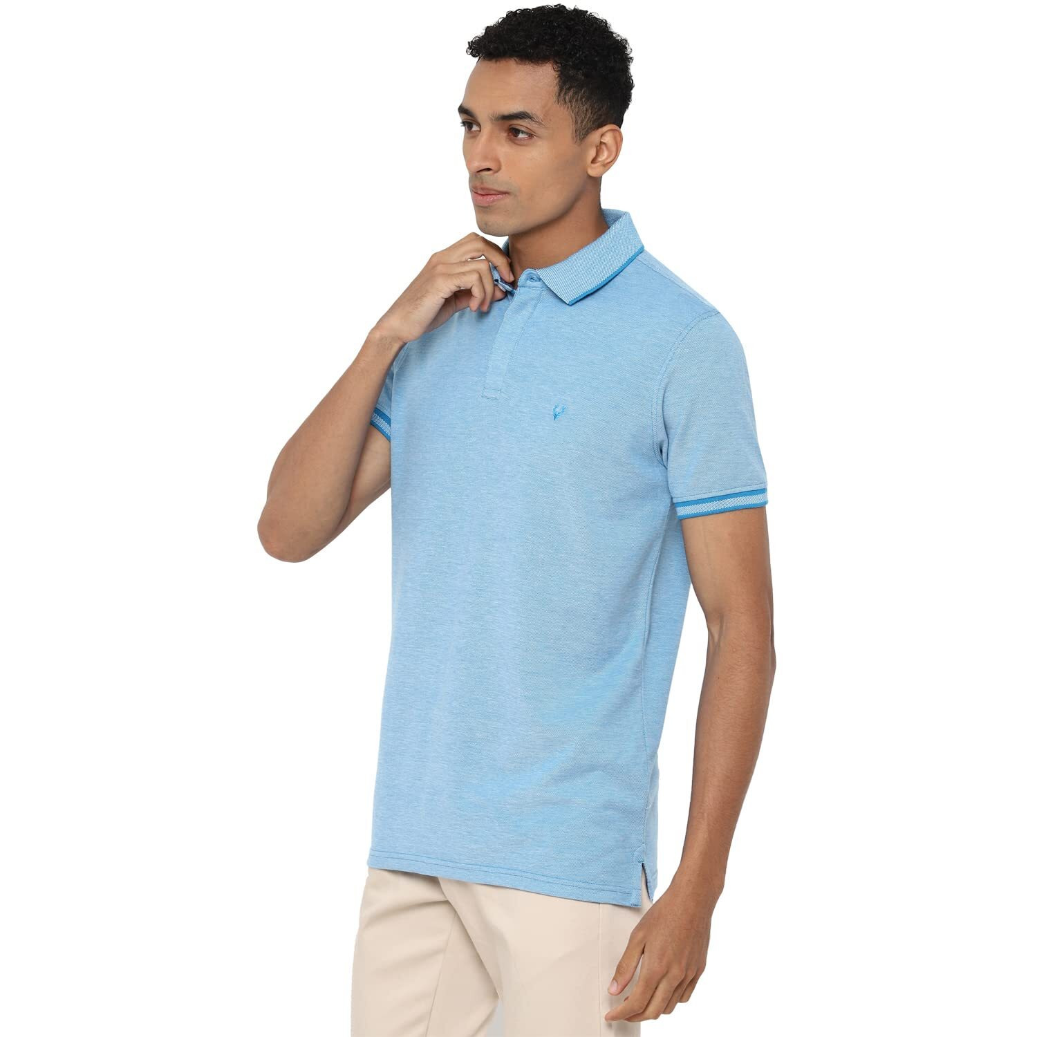 Allen Solly Men's Regular Fit Polo (ASKPQRGF701338_Medium Blue_L)