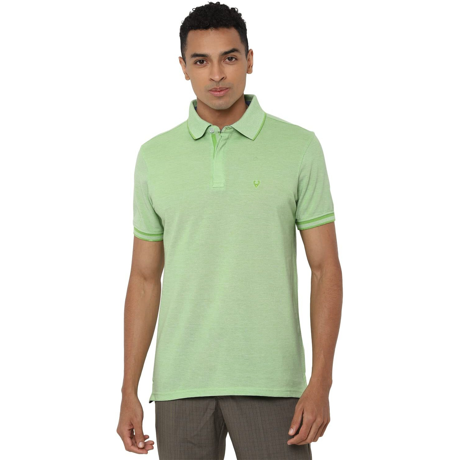 Allen Solly Men Regular Fit Polo (ASKPQRGFJ52168-M_GREEN_M)