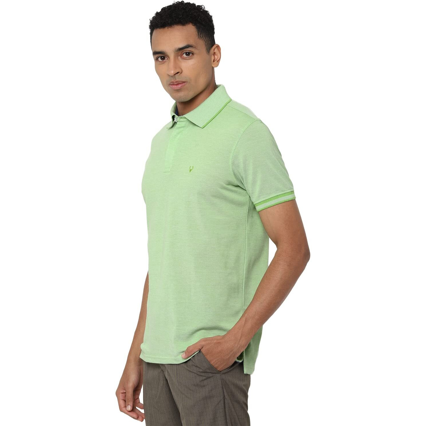 Allen Solly Men Regular Fit Polo (ASKPQRGFJ52168-M_GREEN_M)