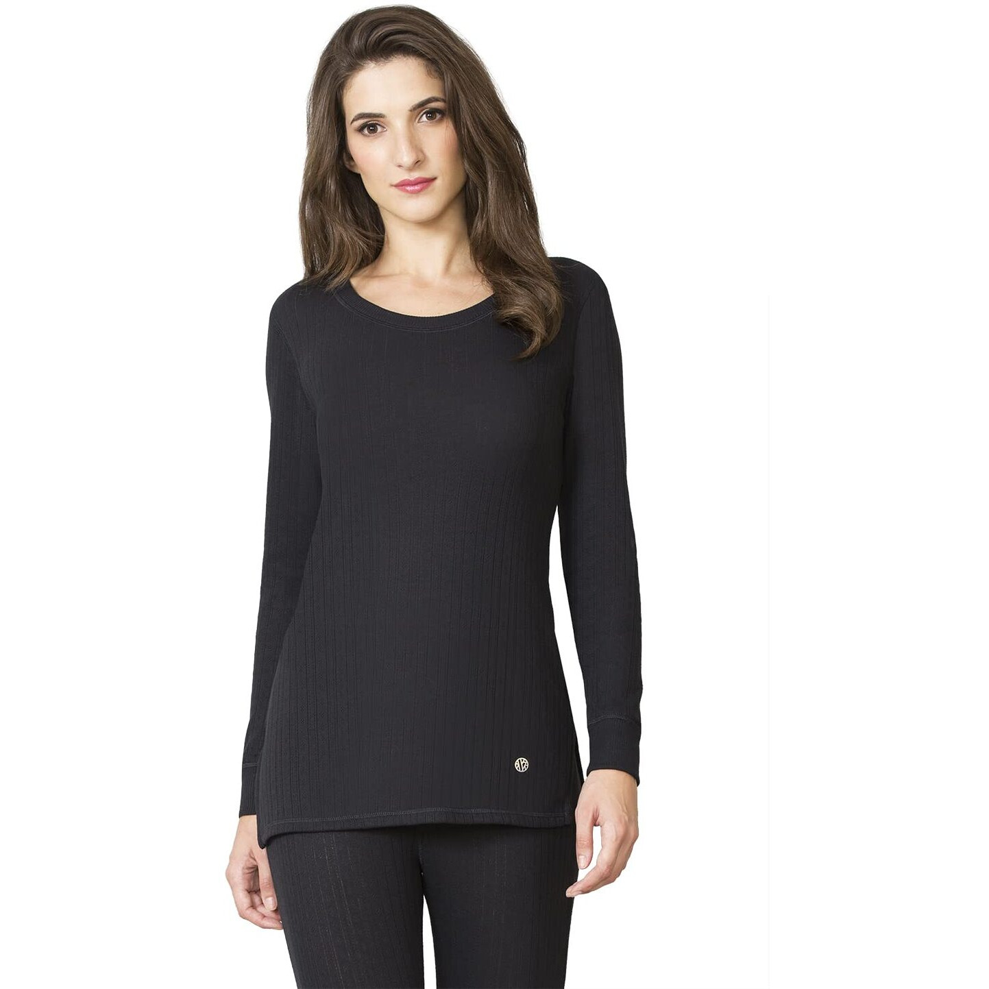 Van Heusen Women's Anti Bacterial Thermal T-Shirt - Round Neck, Full Sleeve_77401_Charcoal_L - Relaxed Fit