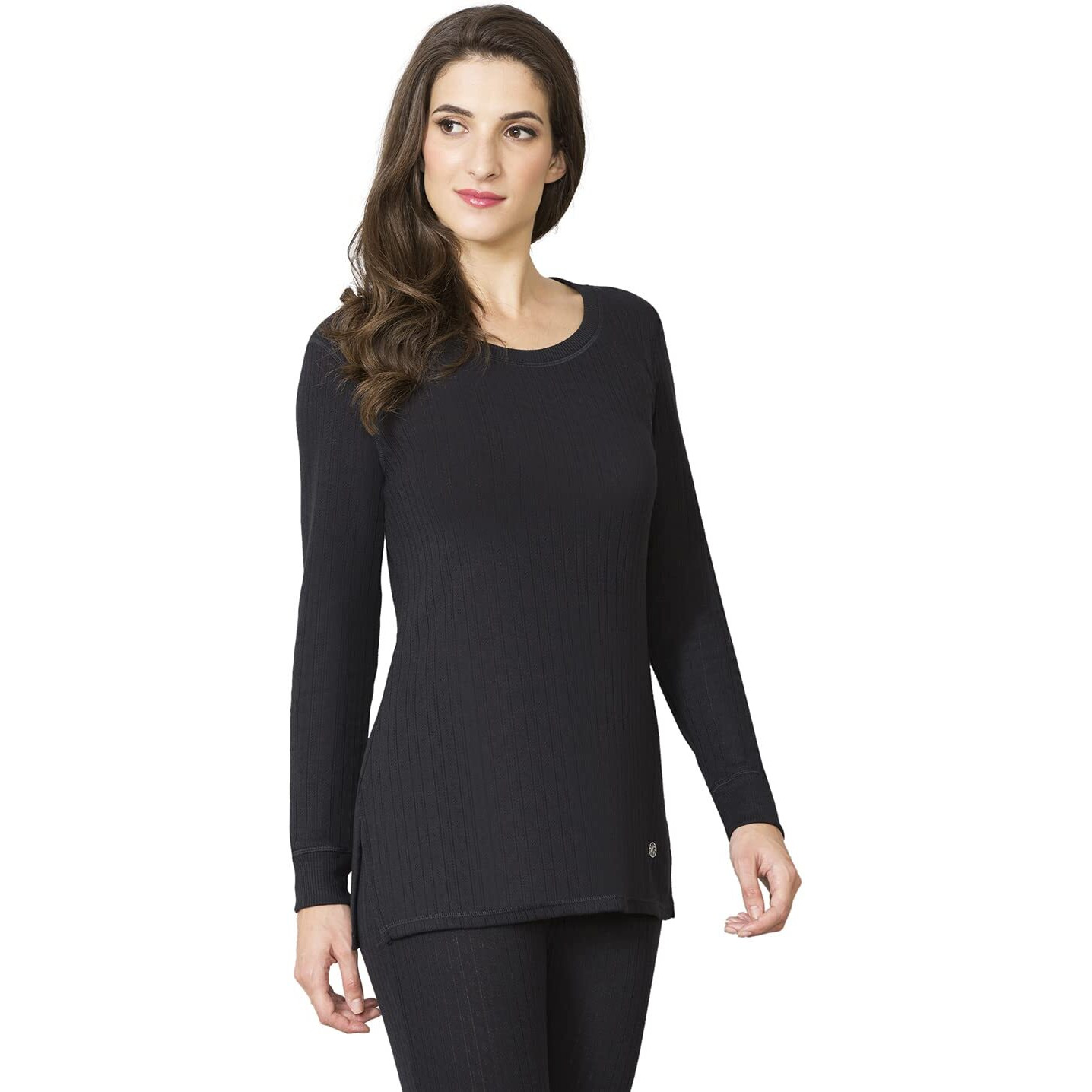 Van Heusen Women's Anti Bacterial Thermal T-Shirt - Round Neck, Full Sleeve_77401_Charcoal_L - Relaxed Fit