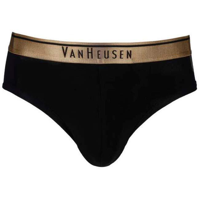 Van Heusen Cotton Men Anti Bacterial Briefs - Colour Fresh, 4 Way Stretch, Moisture Wicking_30001_Pure Black_L, Large