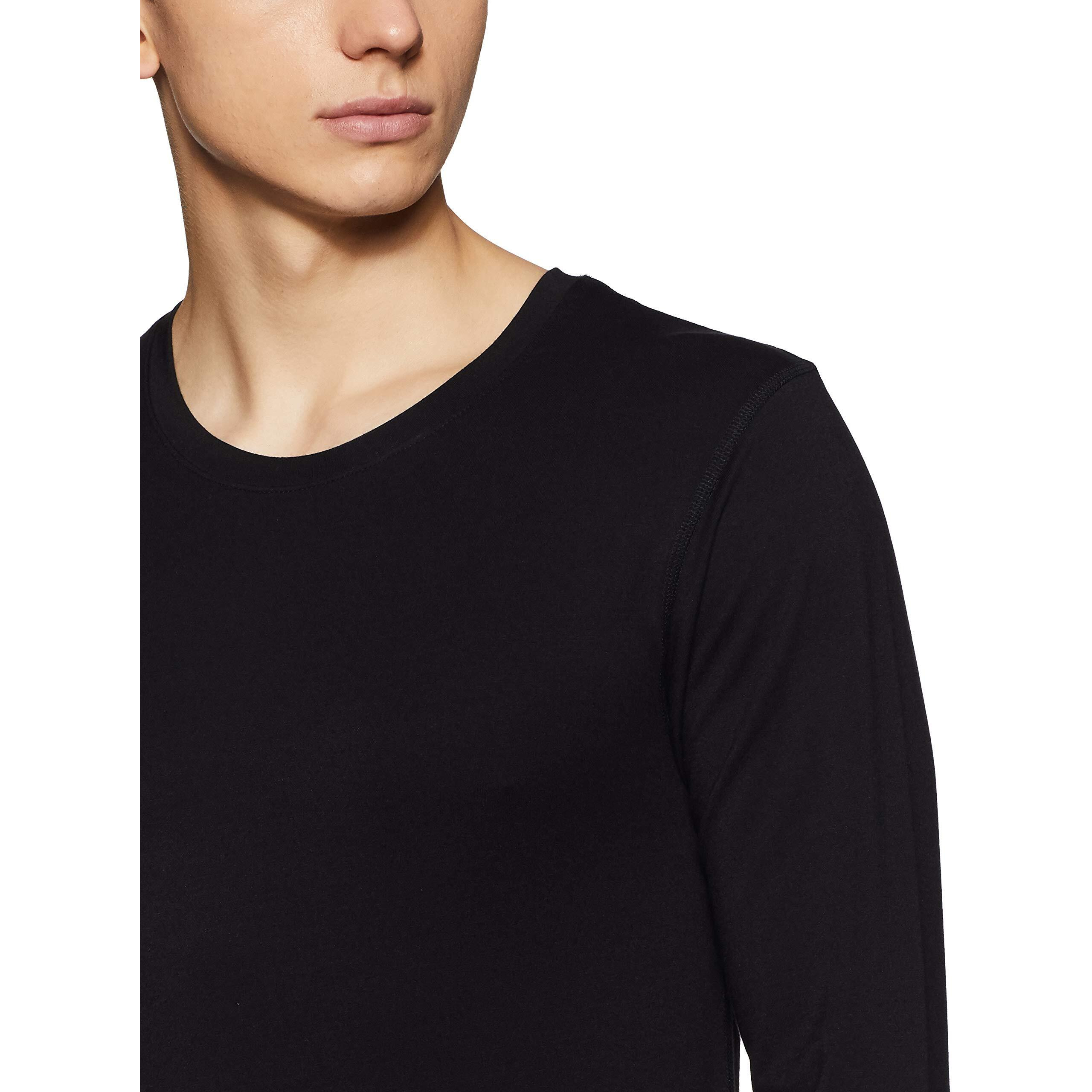 Van Heusen Skinny Fit Men Thermal Top - Acrylic Blend - Warmtech, Low Neck, Ultra Soft, Extra Warm_71011_Black_M