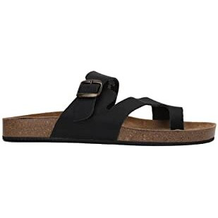 BATA Men BIO TOERING Black Leather Hawaii Thong Sandals10 Kids